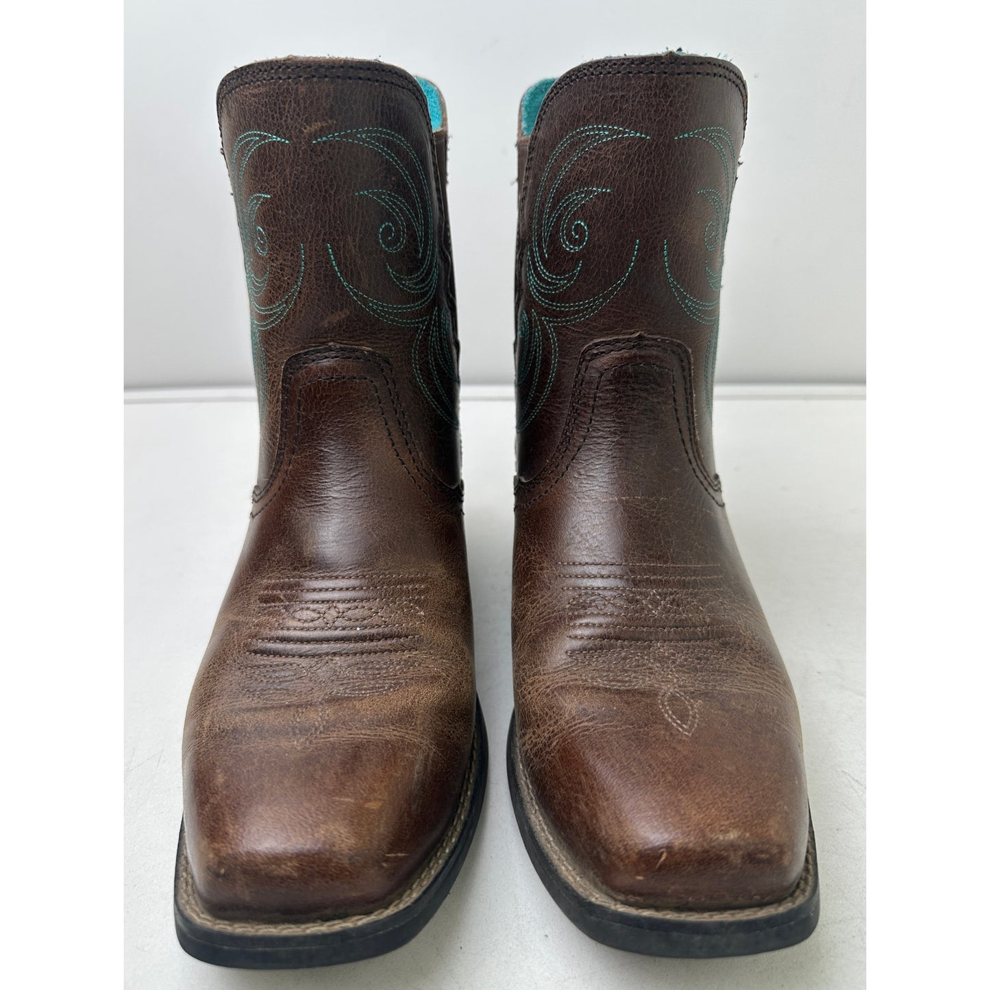 Justin Boots Chellie Gypsy Brown/Turquoise Leather Ankle Boots Women's Sz 7.5