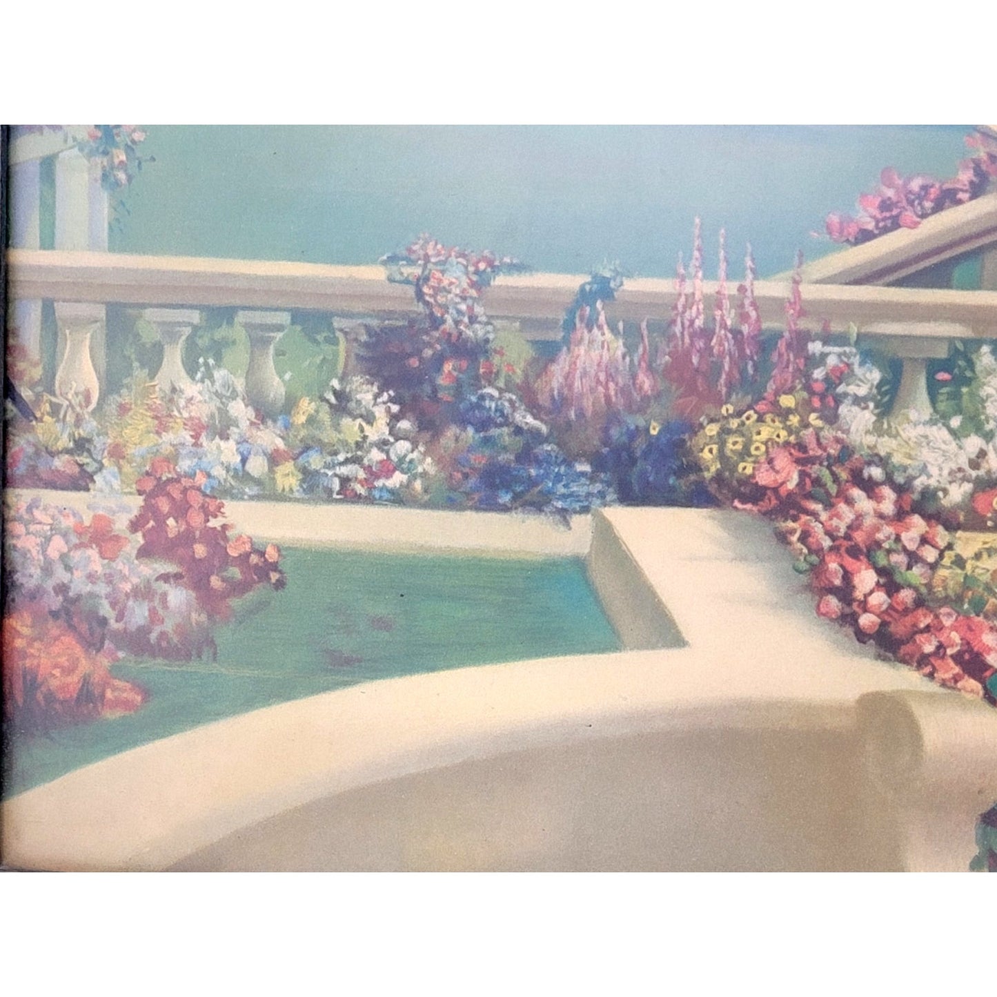 Vintage 1920s "Venetian Garden" Print by R. Atkinson Fox in Art Deco Frame