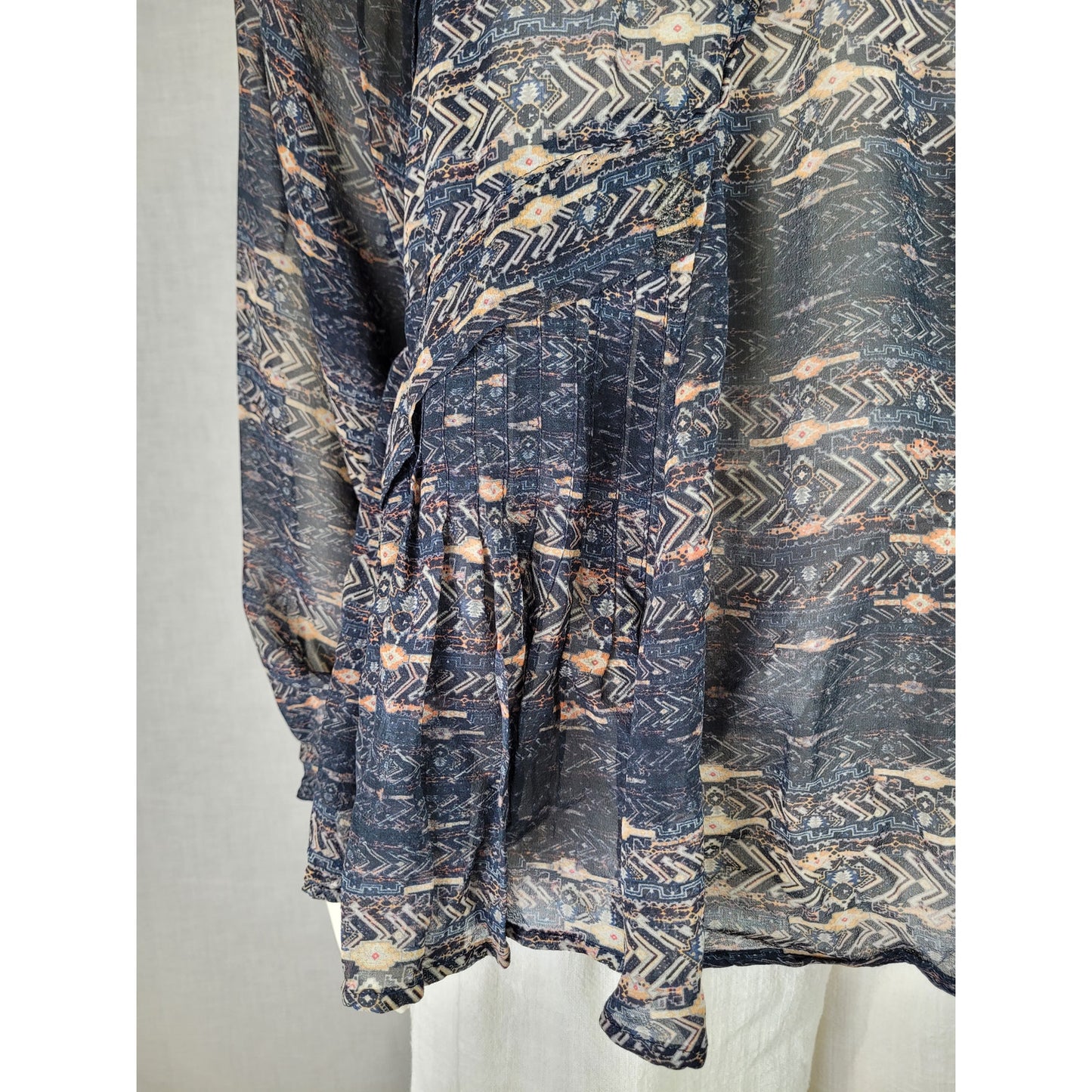 Isabel Marant Newton Printed Top Semi Sheer Blousy Printed 100% Silk Sz 36 (S)