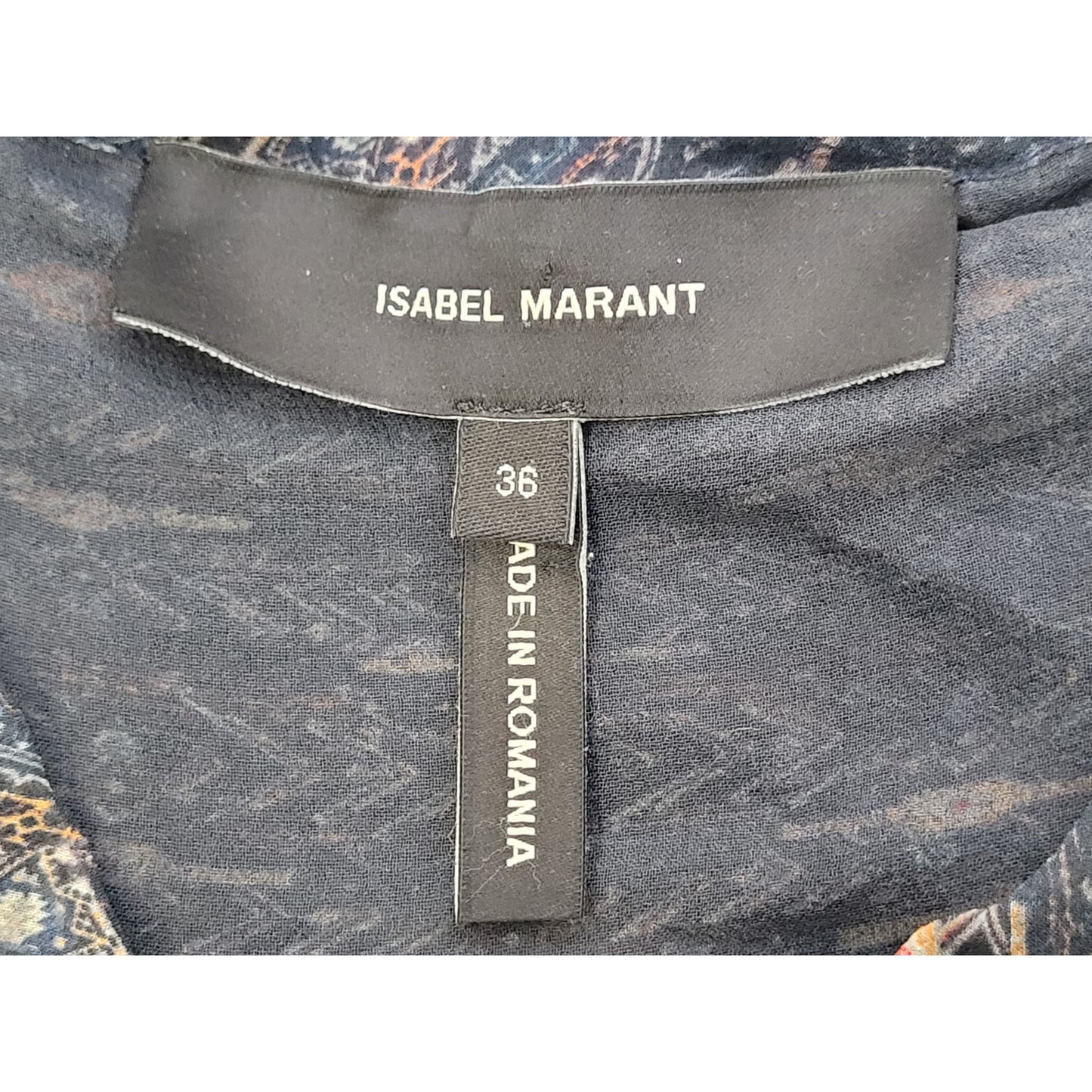 Isabel Marant Newton Printed Top Semi Sheer Blousy Printed 100% Silk Sz 36 (S)