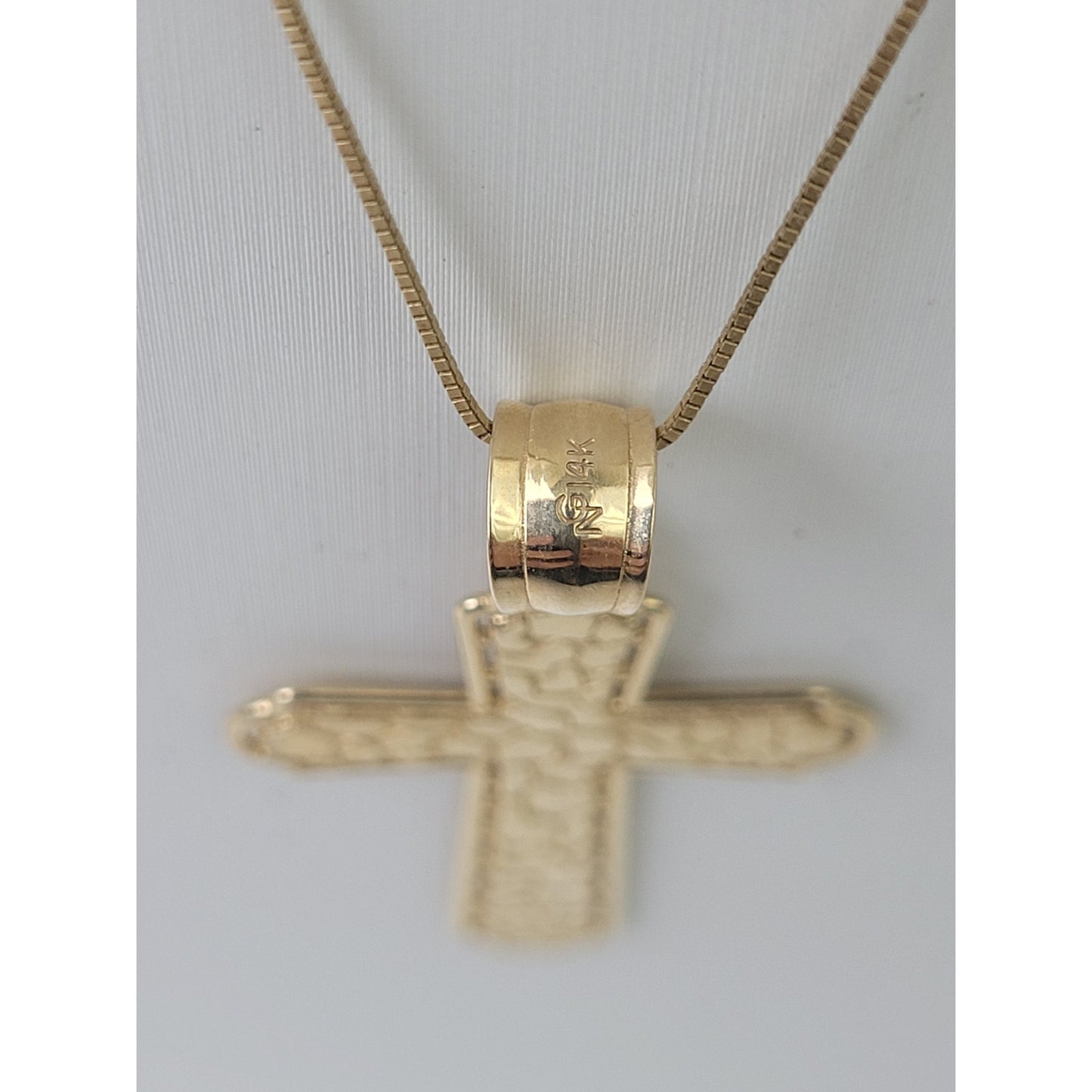 14K Yellow Gold Large Cross Pendant Charm 2" Long | 2.79 grams