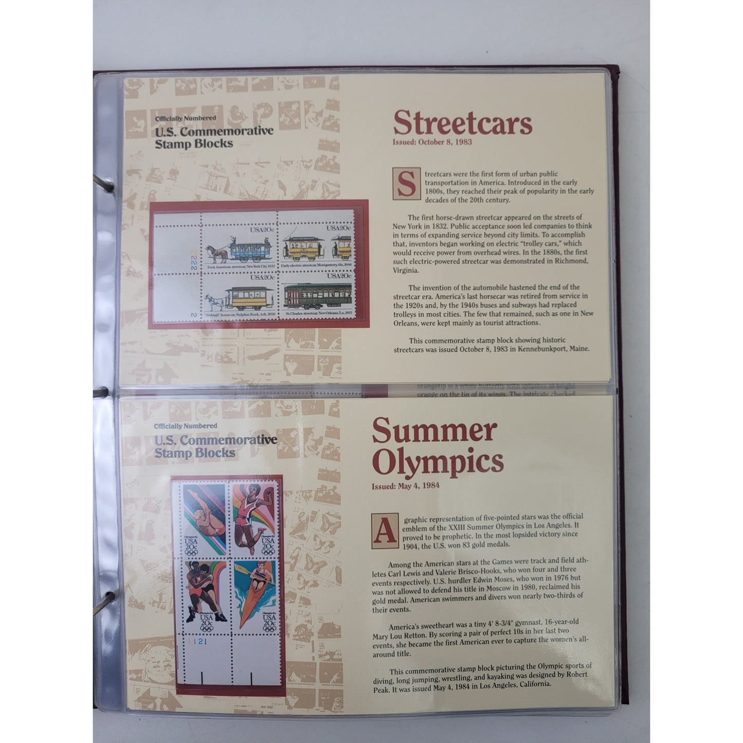 Vintage 1964-1987 Officially-Numbered U.S. Commemorative Stamp Blocks Album