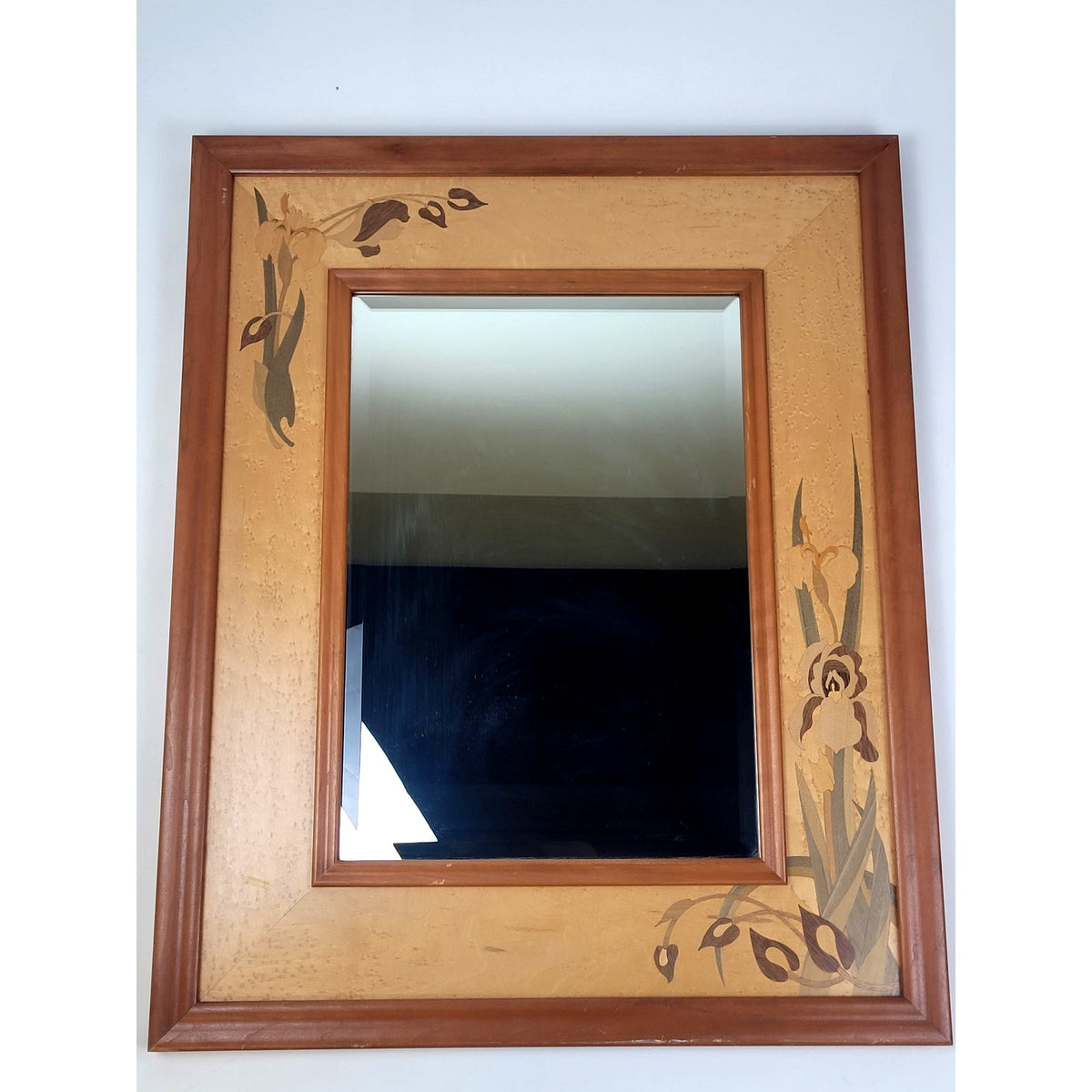 Hudson River Inlay Iris Border Decorative Wall Mirror 31.5" x 25.5"