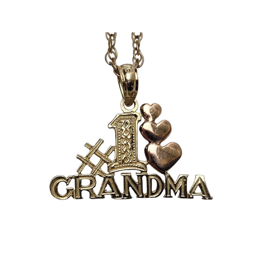 14K Yellow & Rose Gold #1 Grandma Pendant on 14K GF Chain Necklace