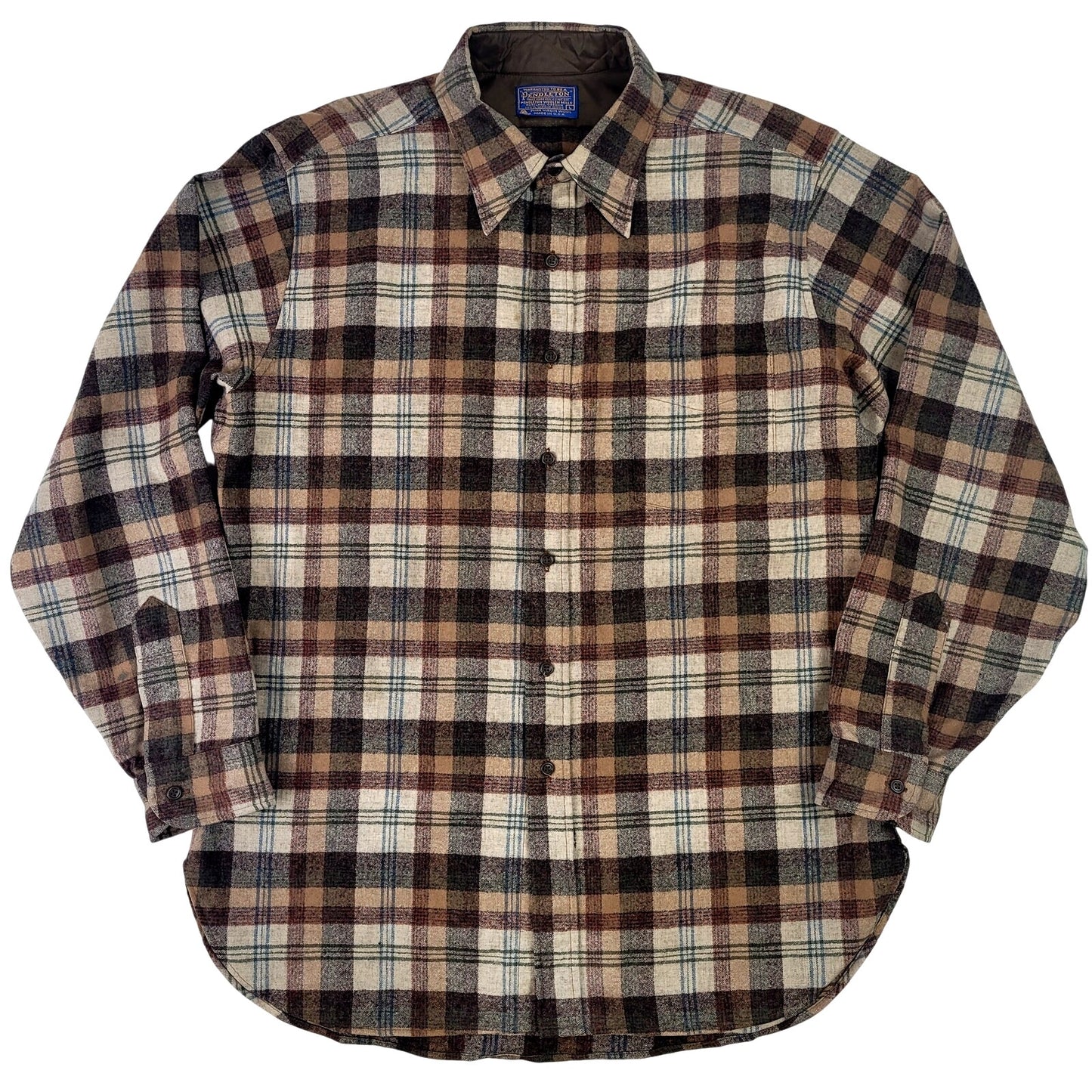 VTG 1970s Pendleton Virgin Wool Flannel Shirt Men's Sz L Made in USA