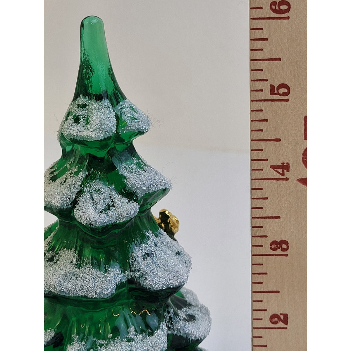 VTG 1990s Fenton Art Glass Christmas Tree w Metallic Gold Bird 6" Tall Signed