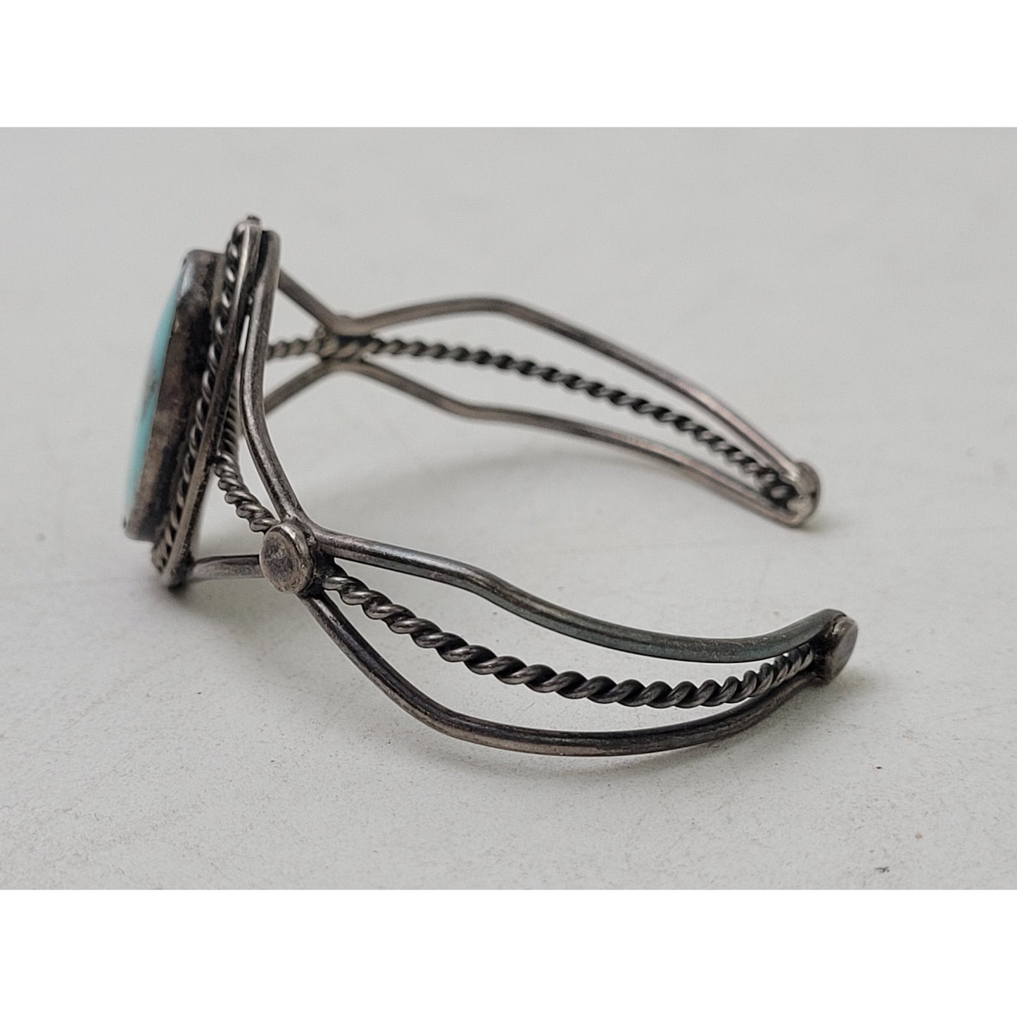 Vintage Sterling Silver Turquoise Cuff Bracelet Made in Mexico