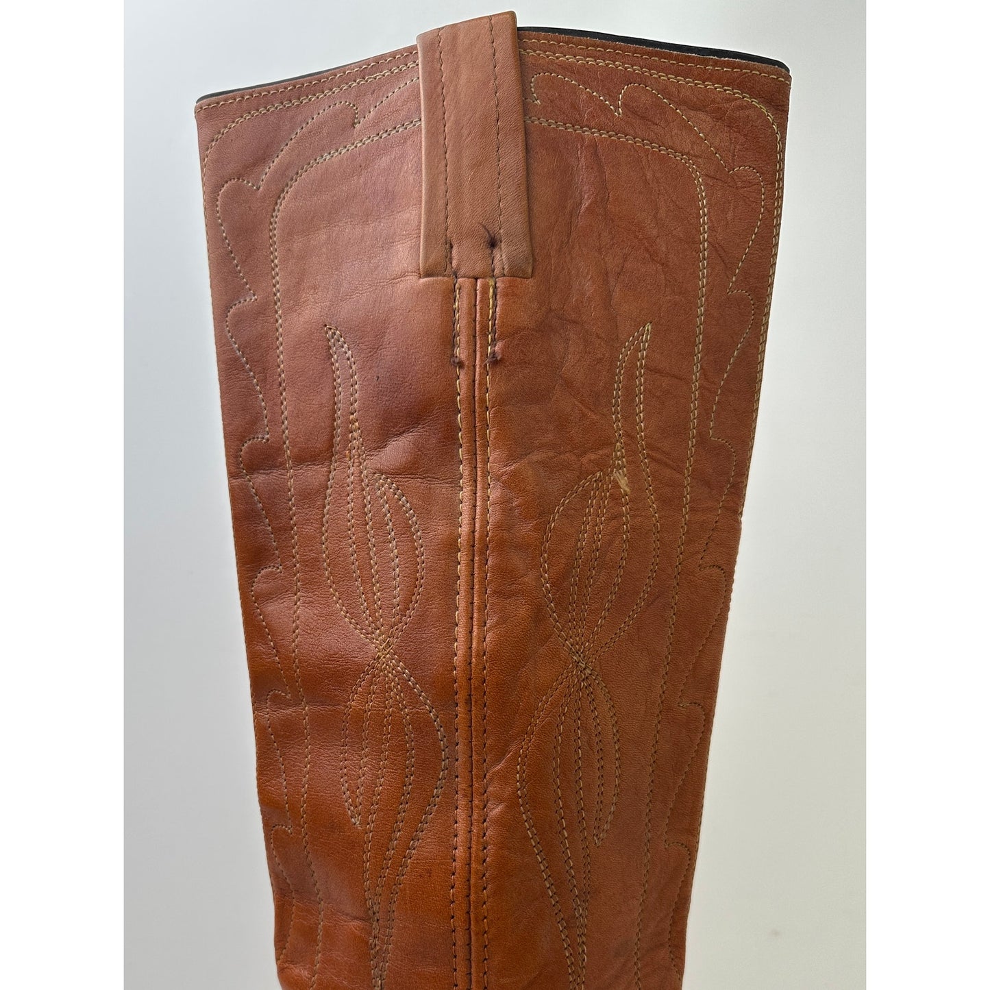 Vintage Frye Campus Cognac Leather Tall Western Boots Women's Sz 7.5