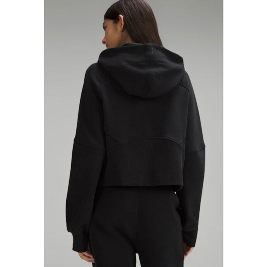 Lululemon Scuba Half-Zip Black Hoodie Cropped Boxy Fit Thumb Holes Sz 8 (M)