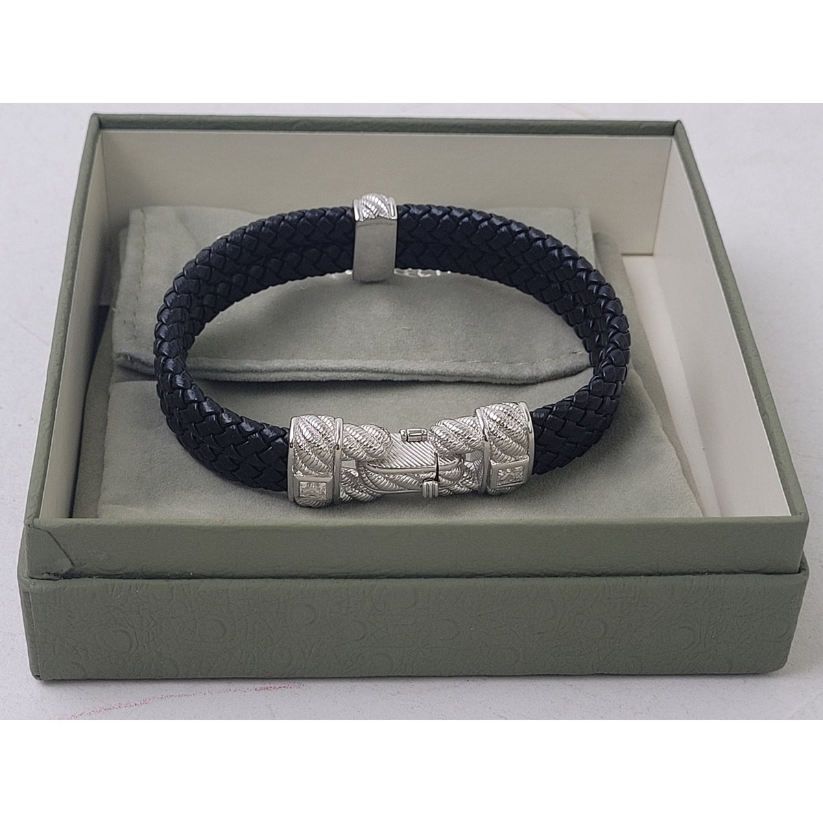Judith Ripka Sterling Silver Braided Double Row Bracelet w Box