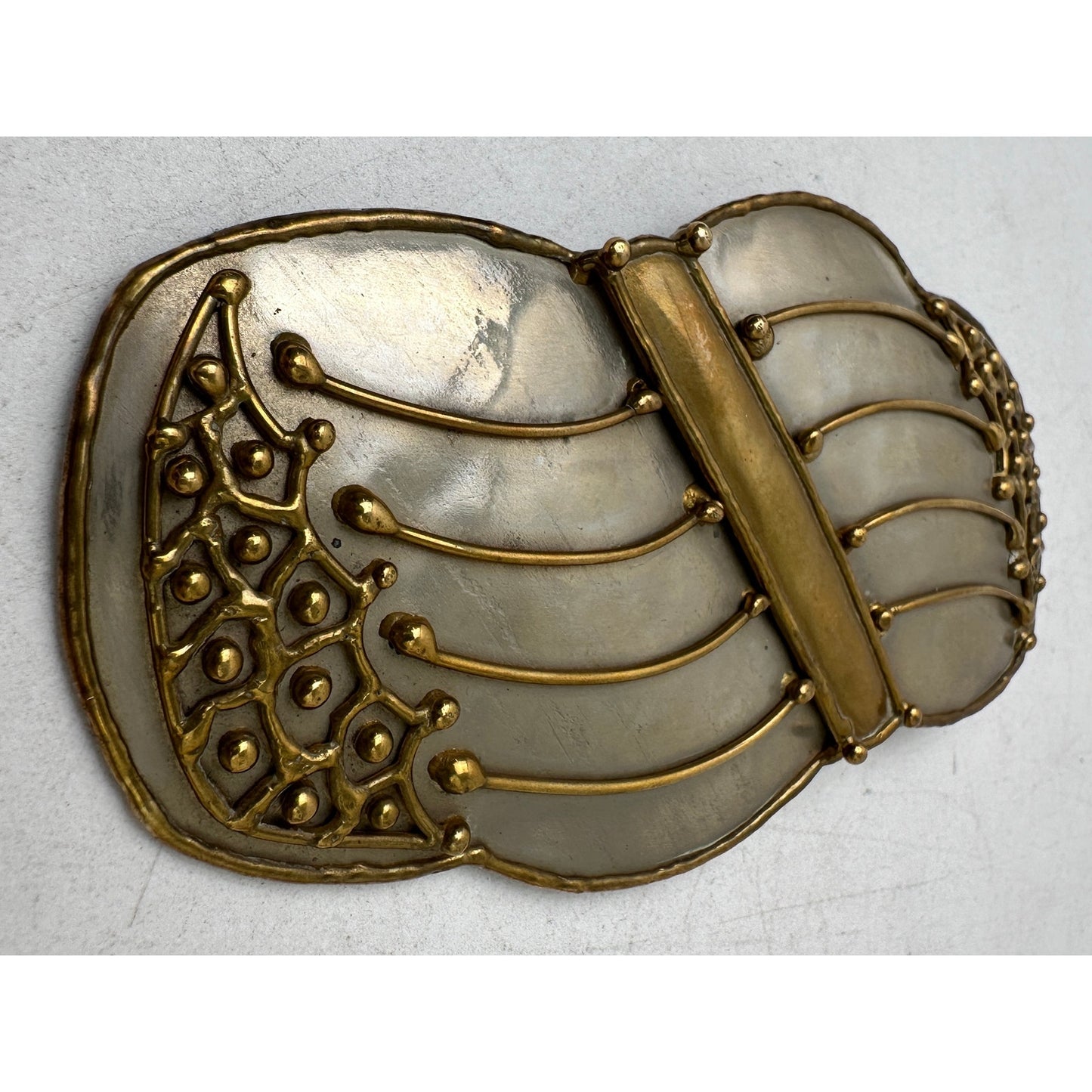 Vintage 70s Mixed-Metal Abstract Belt Buckle