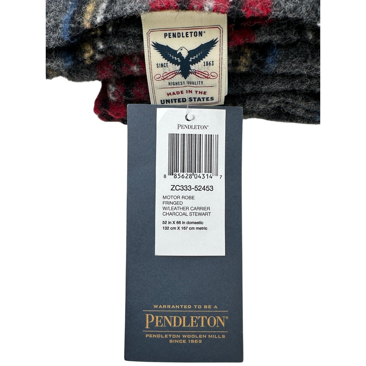 NWT Pendleton Charcoal Stewart 100% Wool Motor Robe Blanket Made in USA