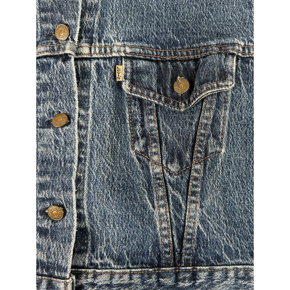 Vintage Levi's Orange Tab Cropped Medium Wash Denim Trucker Jacket Women's Sz L