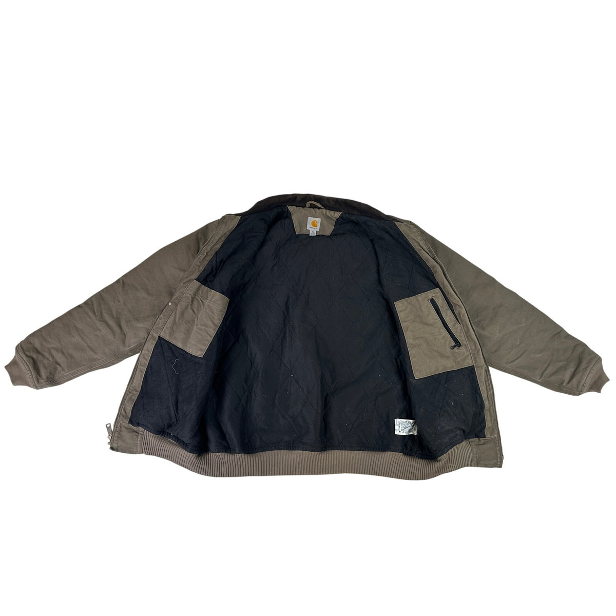 Carhartt Bankston Sandstone Duck Quilted Flannel-Lined Bomber Jacket Men's Sz XL