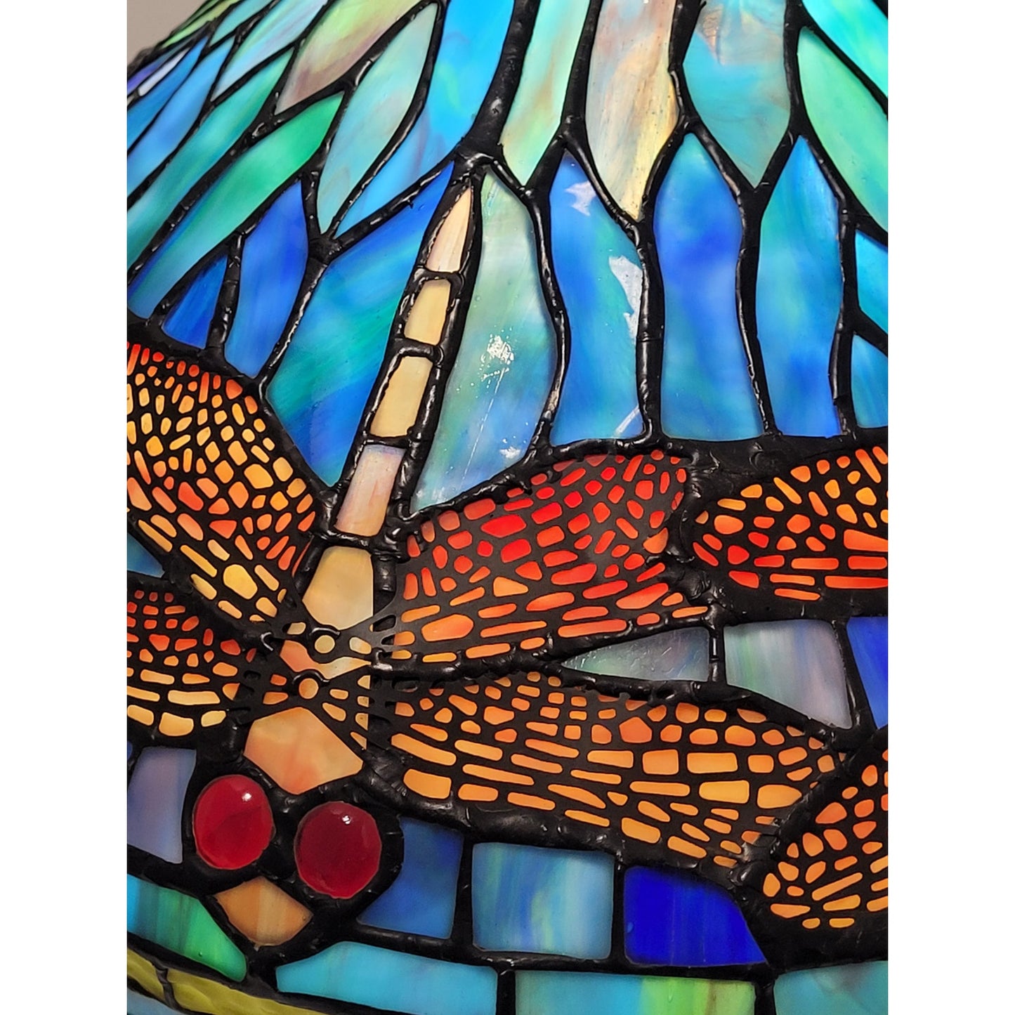 Dale Tiffany Colorful Dragonfly Stained Glass Table Lamp 22" H x 16" W