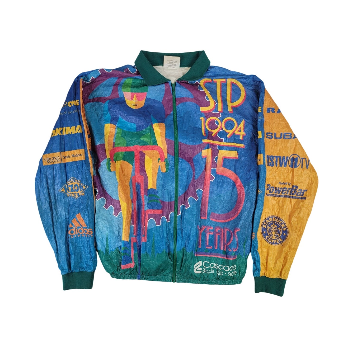 Vintage 1994 STP Seattle to Portland Bike Promo Paper Zip Jacket Sz XXL