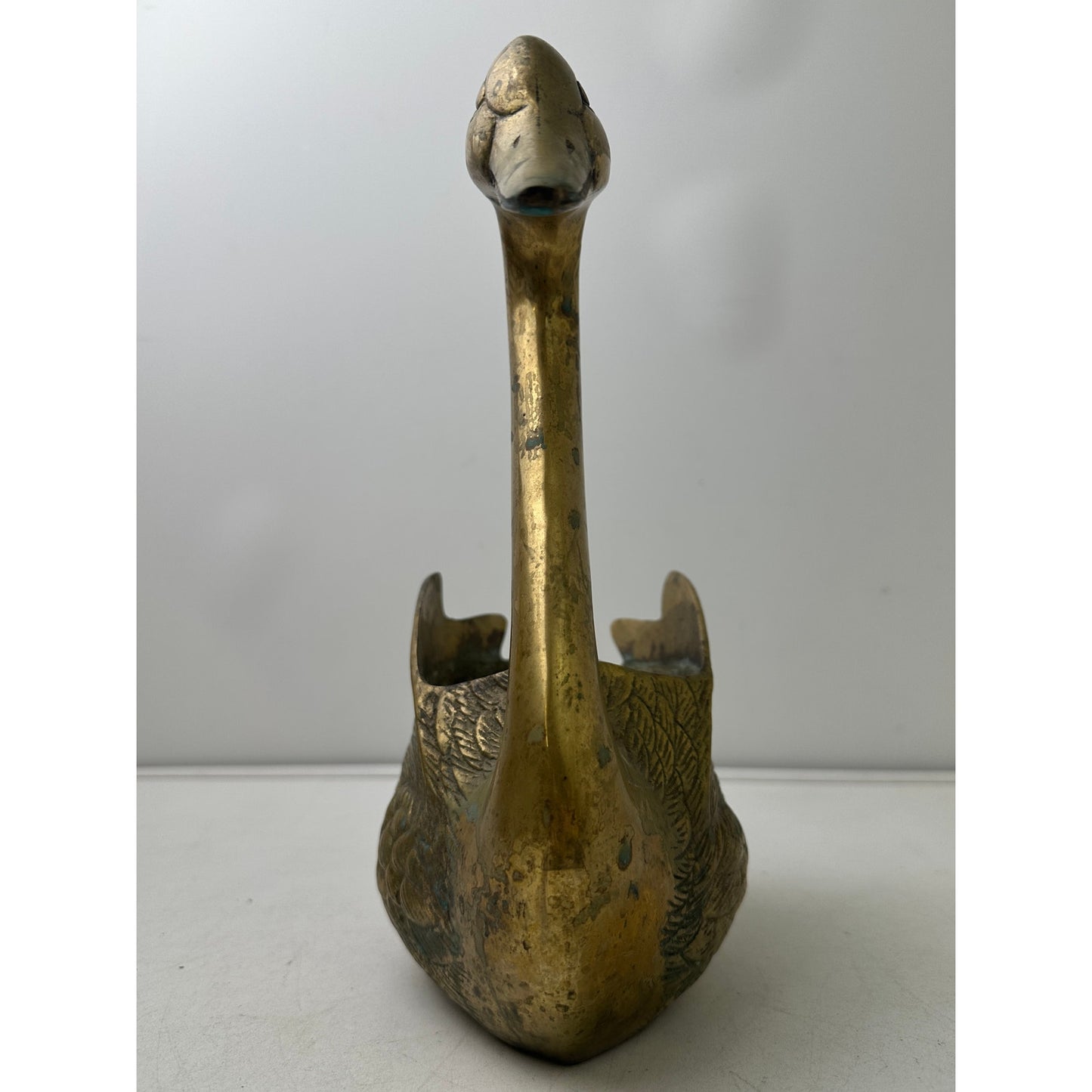 Vintage Mid-Century Brass Swan Planter