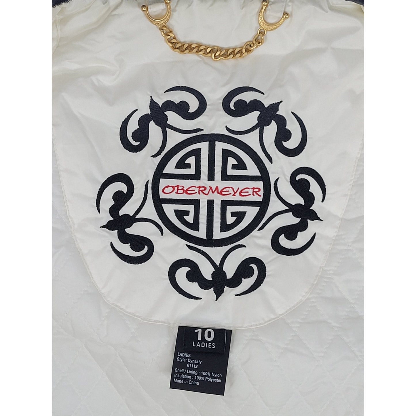 Obermeyer Ski Jacket White & Black Faux Fur Collar Women's Sz 10