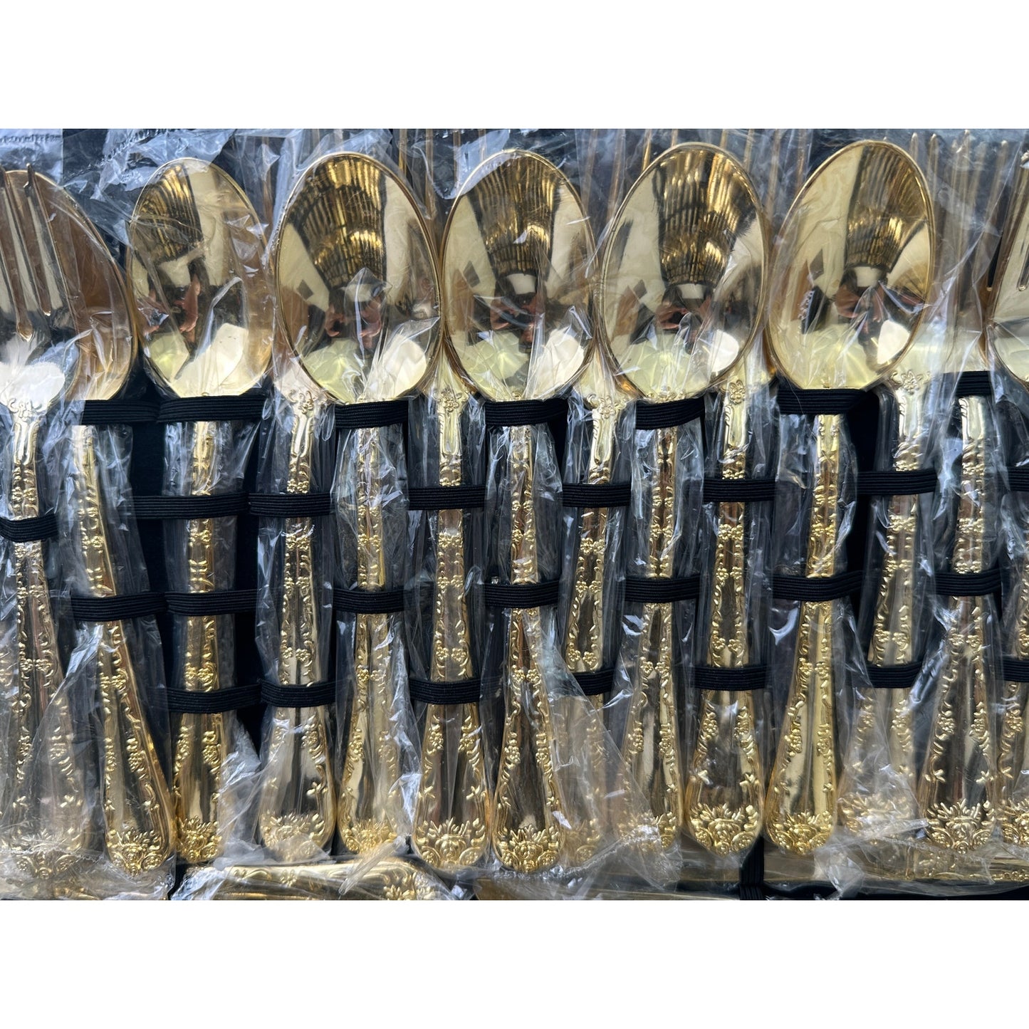 WM. Rogers & Son Enchanted Rose Gold Plated Flatware Set 62 PC Some New & Sealed