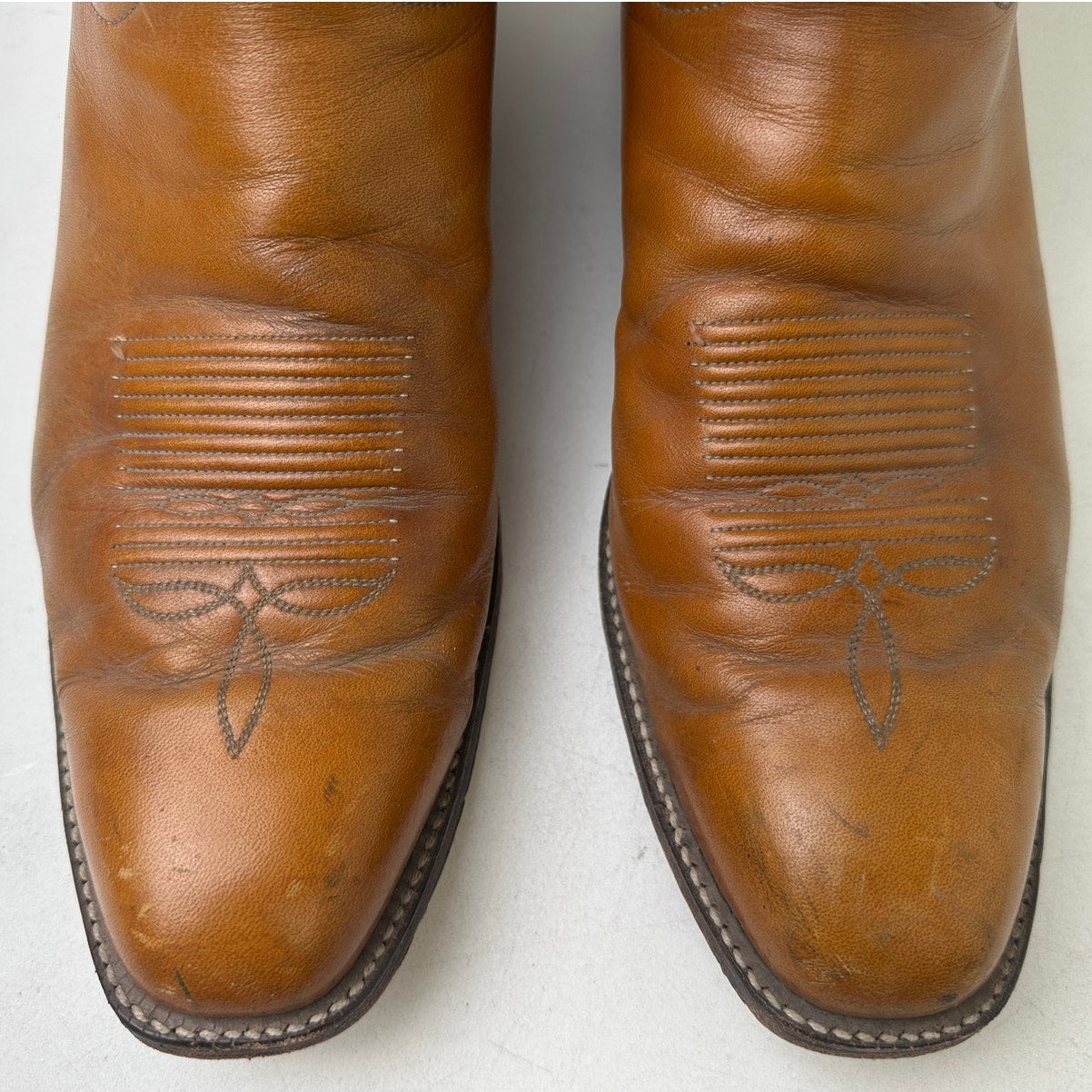 Vintage Black Label Tony Lama Cognac Leather Western Boots Men's Sz 13