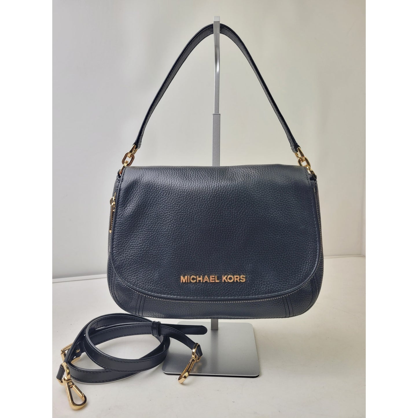 Michael Kors Bedford Medium Convertible Flap Shoulder Bag Pebbled Leather