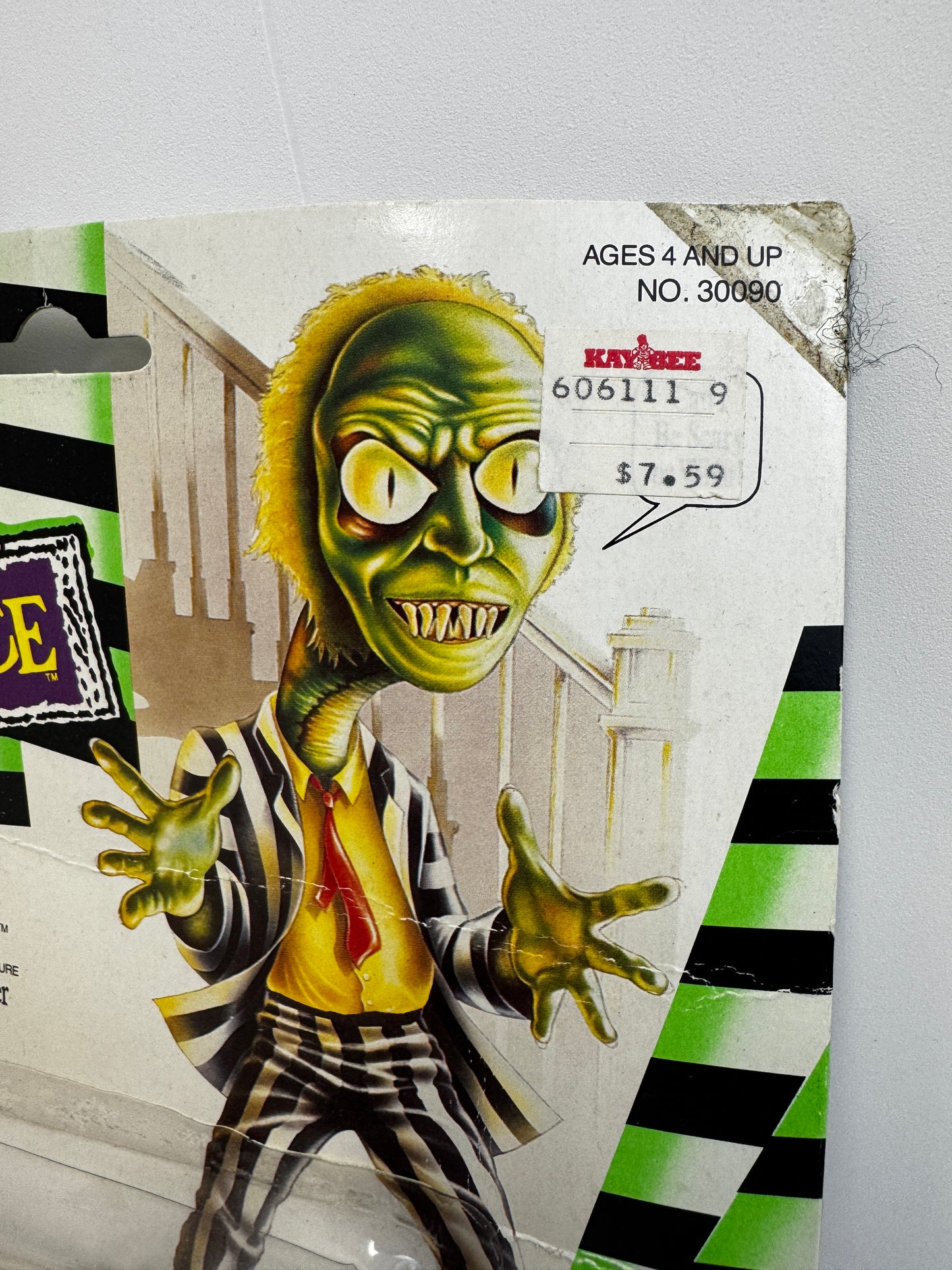 Vintage Beetlejuice Showtime Rotten Rattler Kenner 1989, Worn Packaging