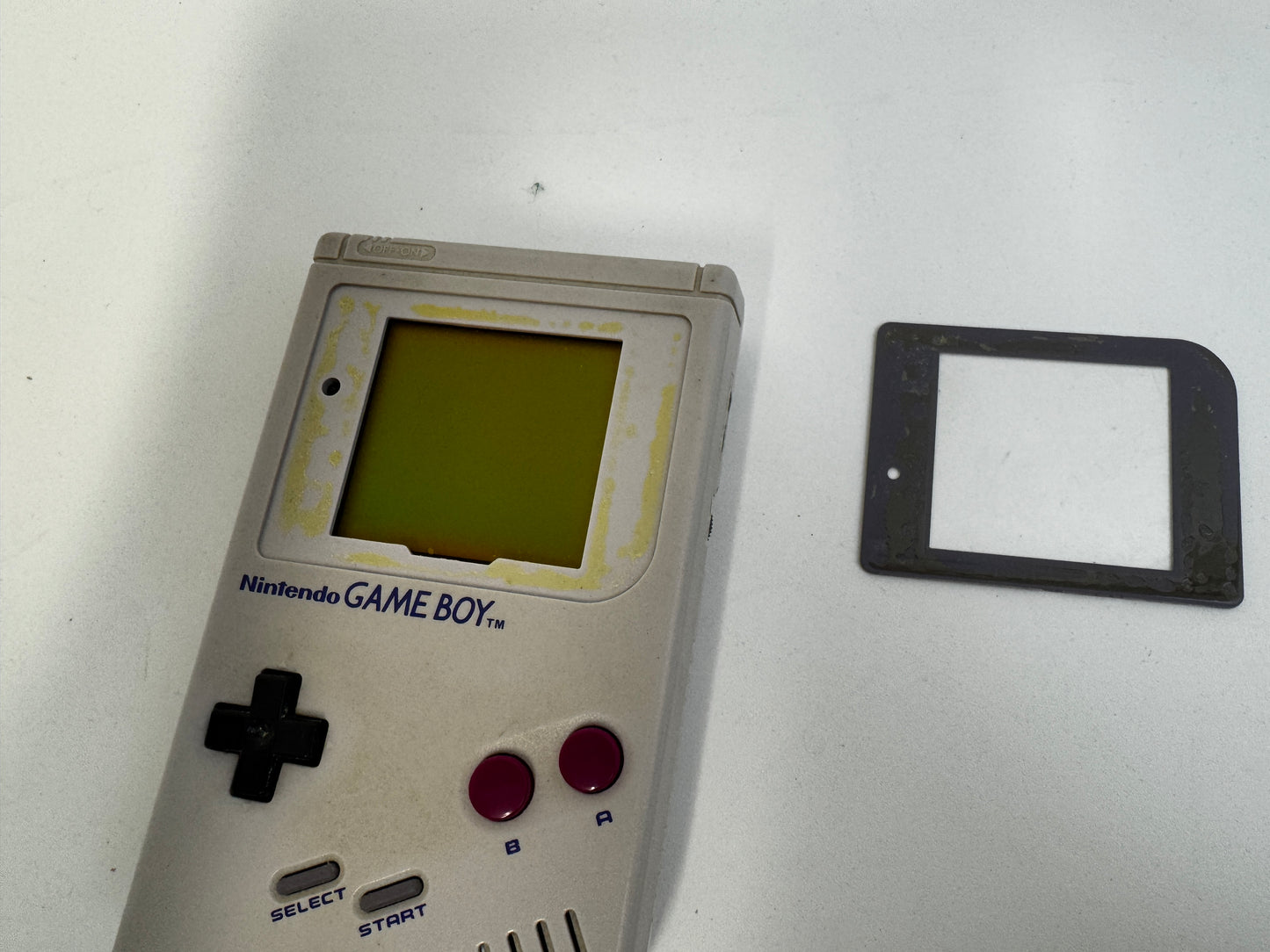 Original Gameboy DMG-01 & Tetris (Tested Working) Screen Cover Unglued
