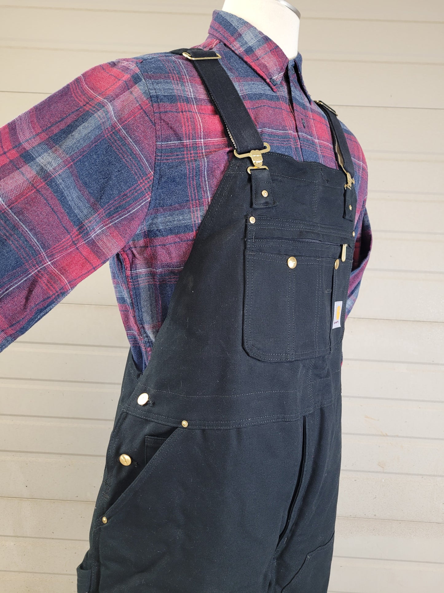 Carhartt Men’s Black Bib Overalls R41 BLK Insulated Quilted Work Coveralls Sz 44X30