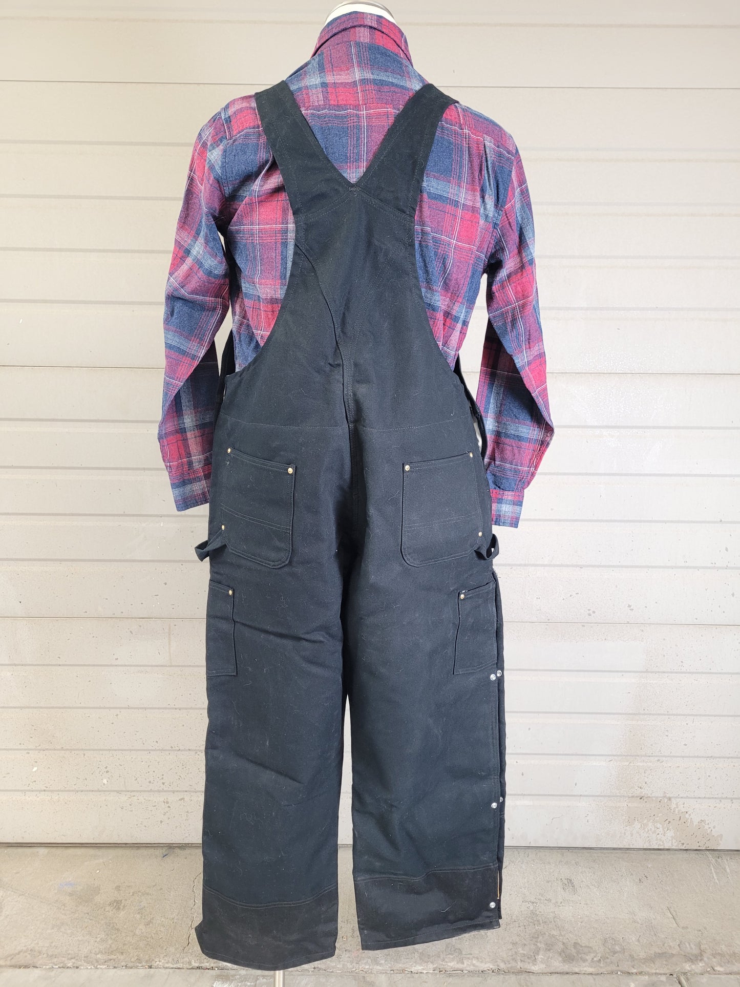 Carhartt Men’s Black Bib Overalls R41 BLK Insulated Quilted Work Coveralls Sz 44X30