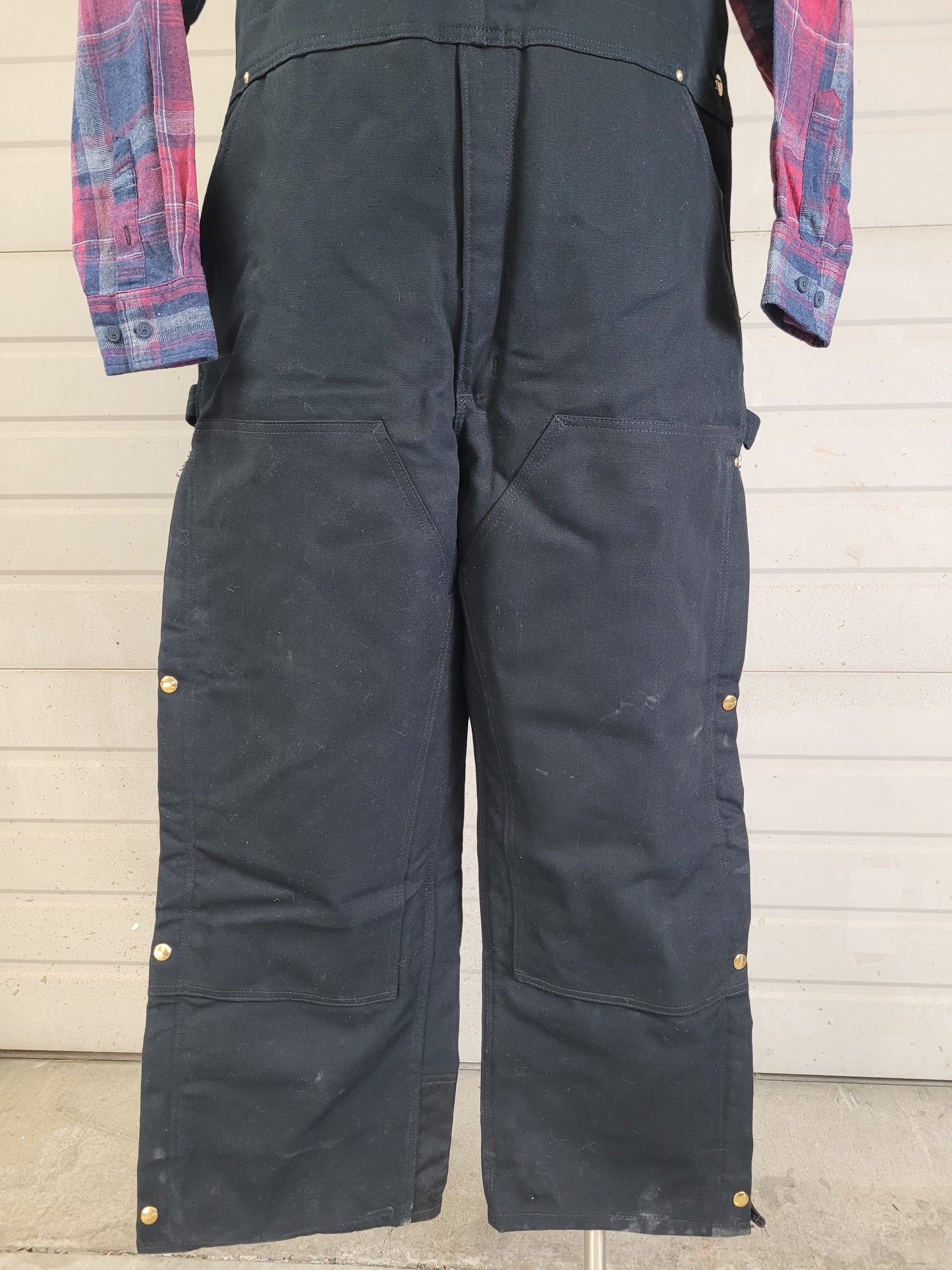 Carhartt Men’s Black Bib Overalls R41 BLK Insulated Quilted Work Coveralls Sz 44X30