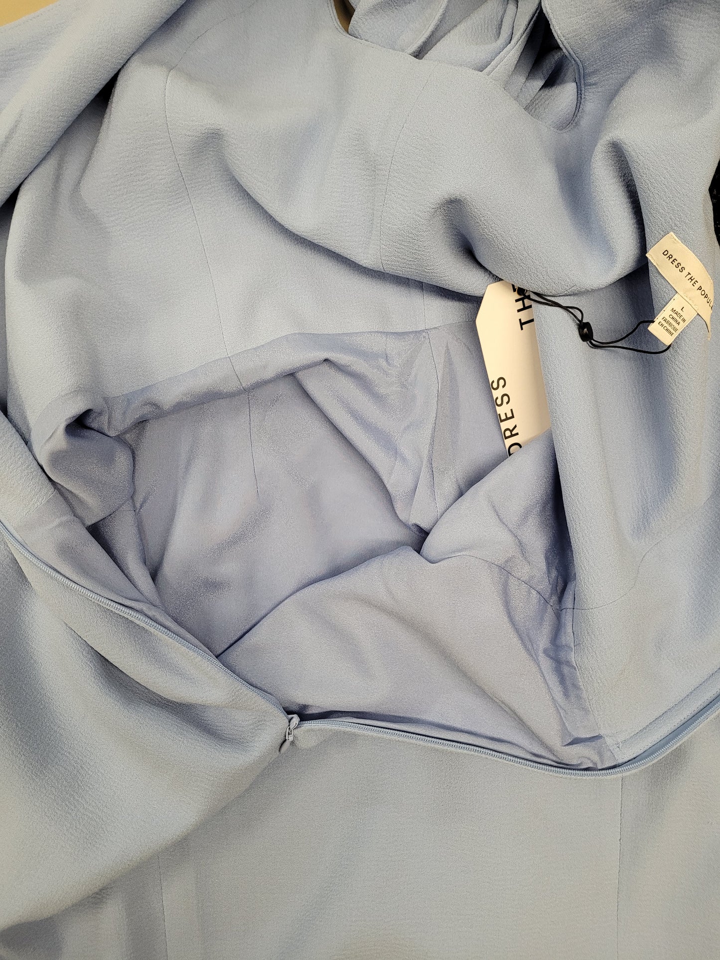 Dress the Population Tiffany One-Shoulder Midi Blue Dress Sz Large