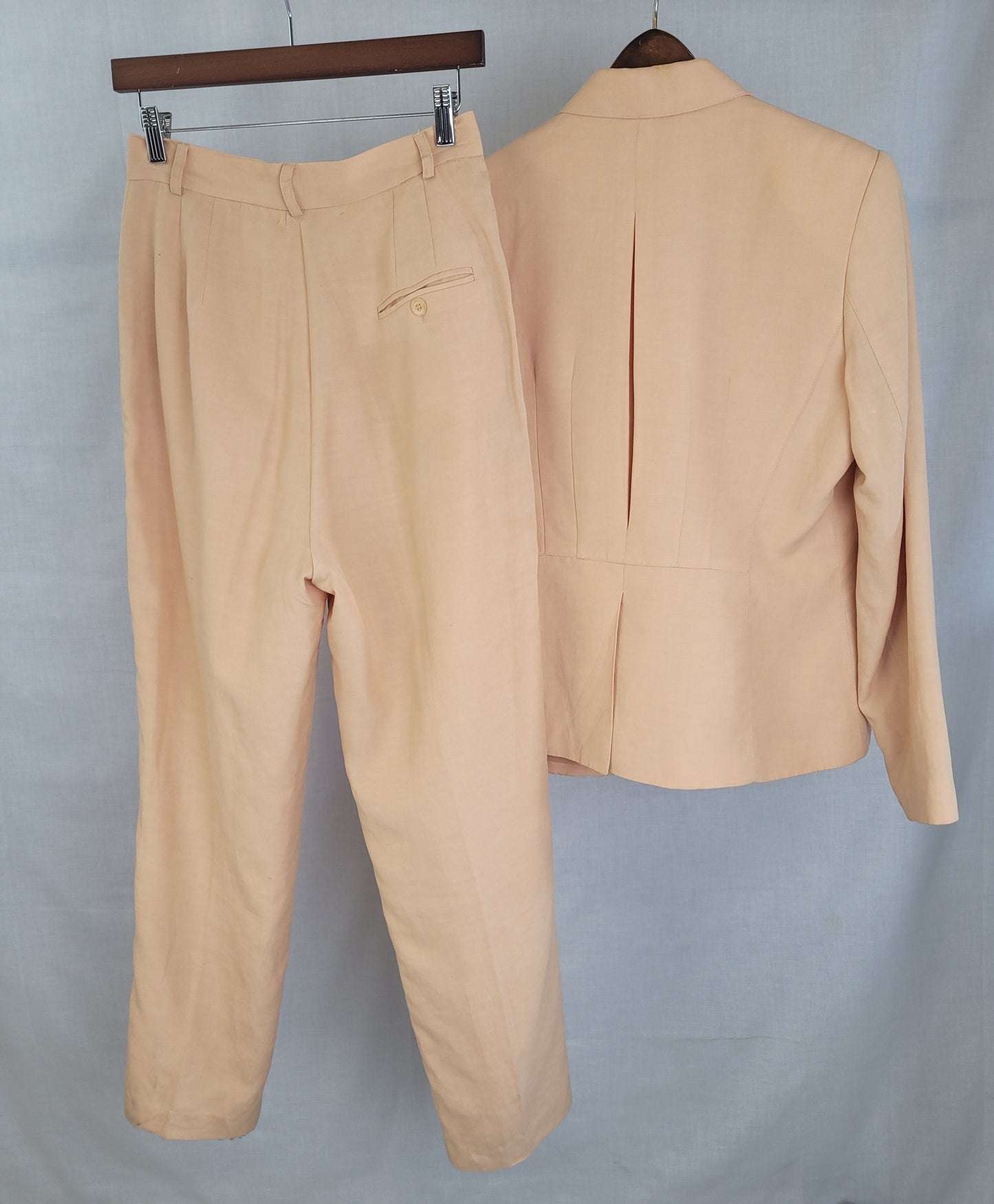 1990s VTG M.T. Studio Pastel 2-Piece Pant Suit Tapered Leg Pleated Women's Sz S