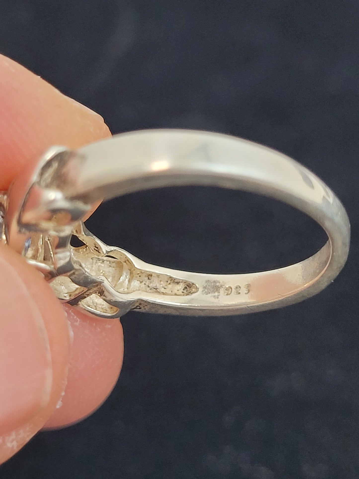 925 Silver & Aquamarine Ring Sz 6