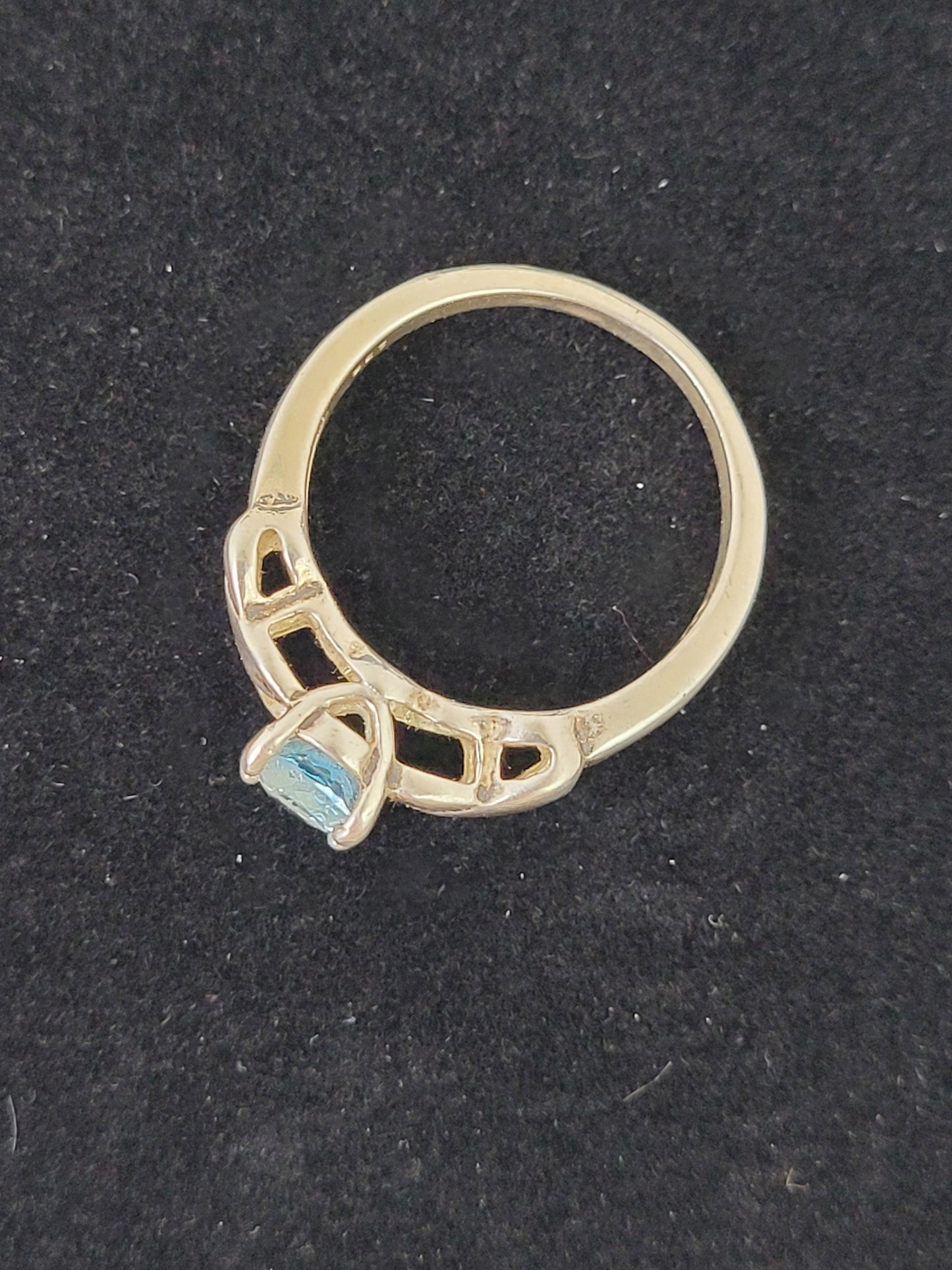 925 Silver & Aquamarine Ring Sz 6
