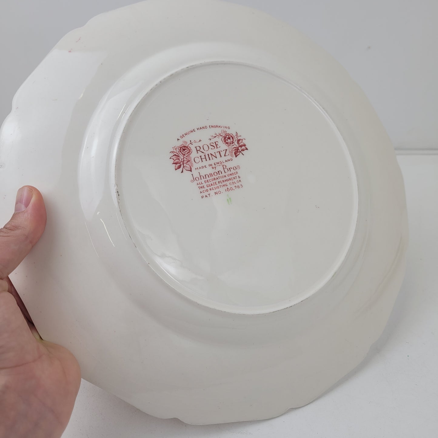 Rose Chintz Pink Floral Johnson Bros 11 1/2" Large Plate Platter Scalloped Edges Made in England