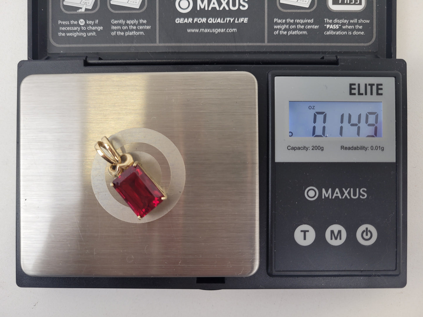 Large Simulated Ruby & 10K Yellow Gold Pendant