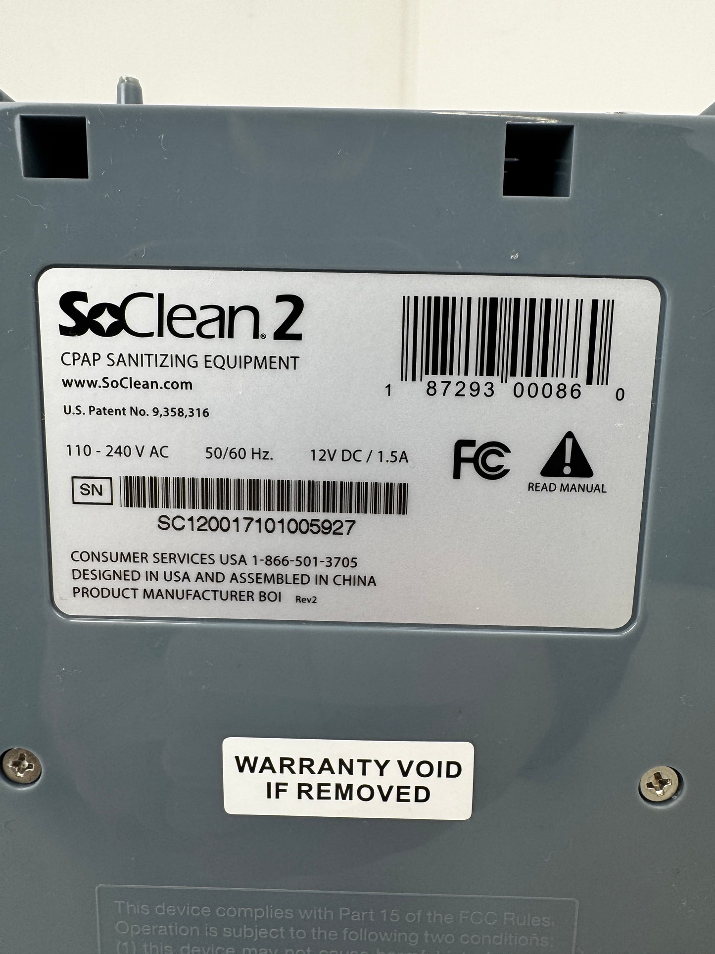 SoClean 2 CPAP Cleaner and Sanitizer Machine - SC1200 (Power Tested)