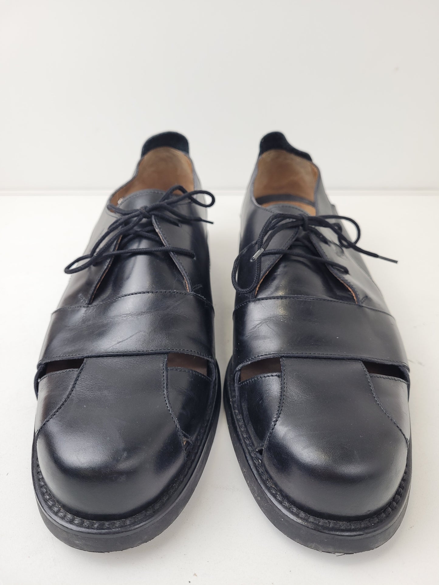 Toschi Luxury Black Leather Open Cutout Shoes Made in Italy Sz 9.5
