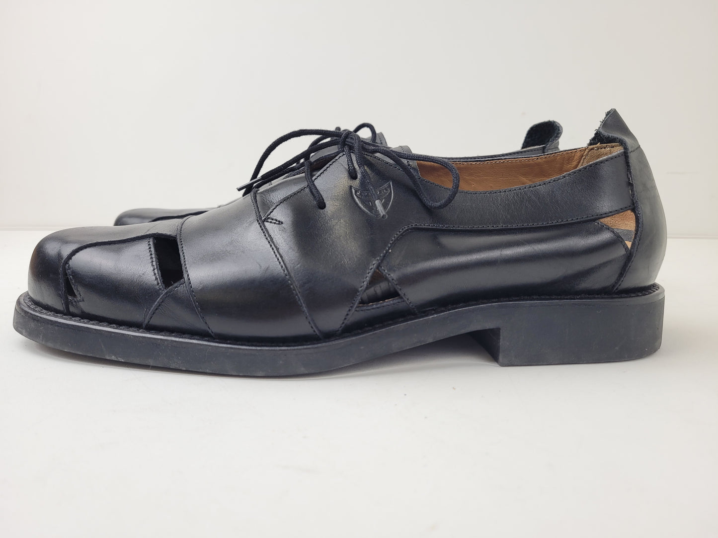 Toschi Luxury Black Leather Open Cutout Shoes Made in Italy Sz 9.5