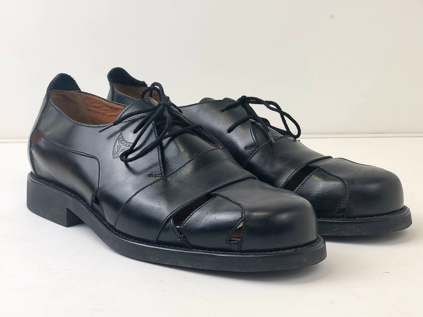 Toschi Luxury Black Leather Open Cutout Shoes Made in Italy Sz 9.5