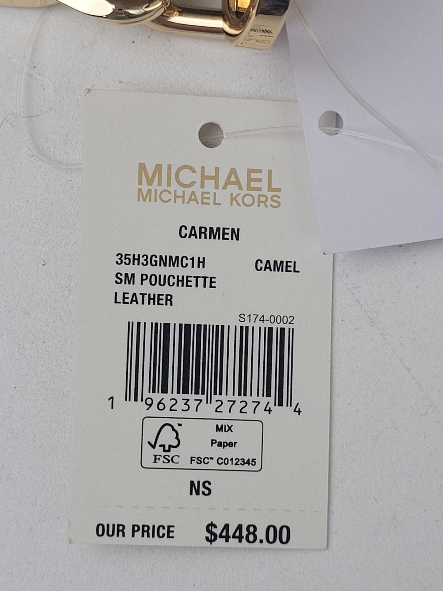 Michael Kors Carmen Calf Hair Shoulder Bag with Gold Chain Strap Retail $448