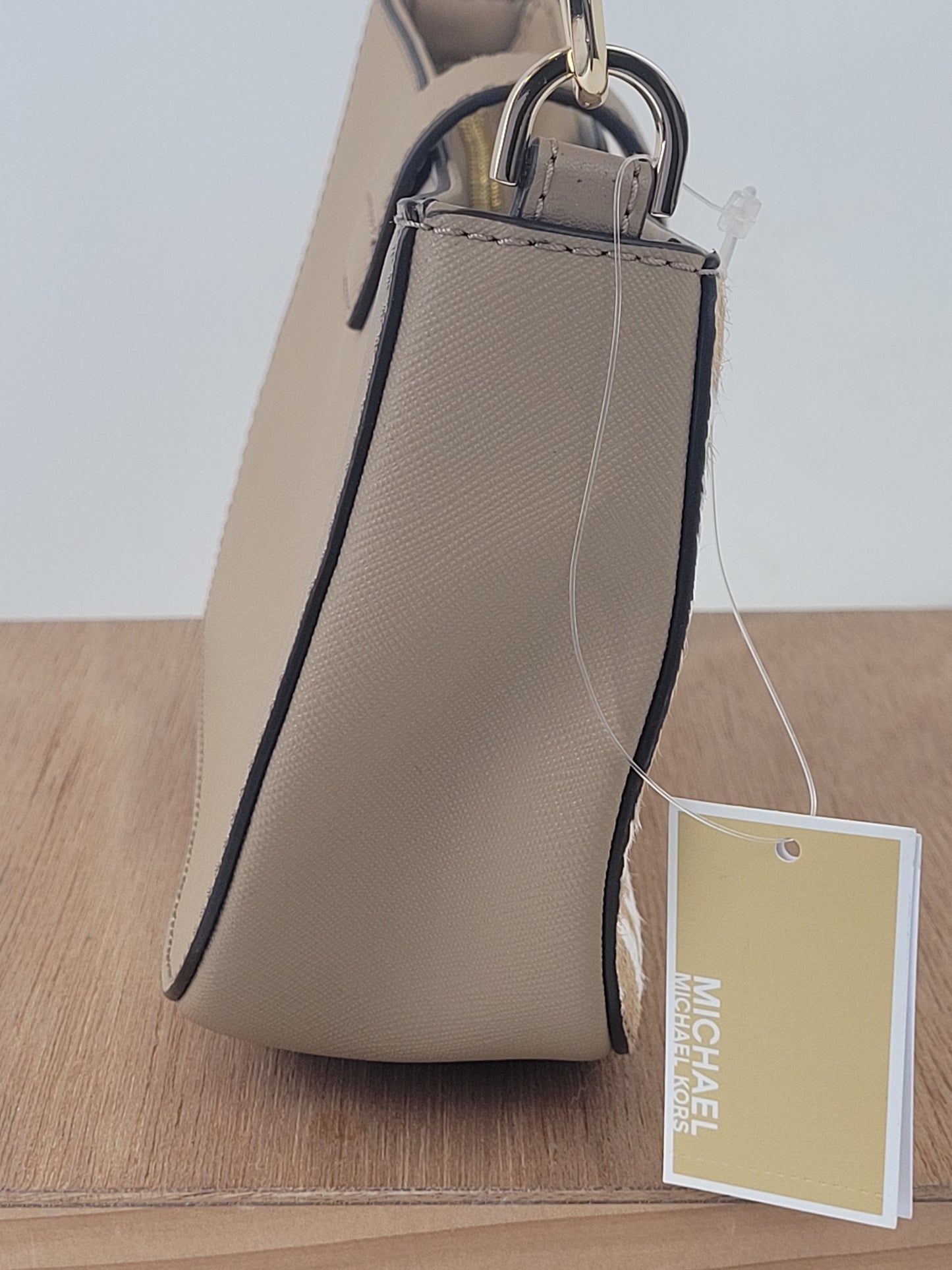 Michael Kors Carmen Calf Hair Shoulder Bag with Gold Chain Strap Retail $448