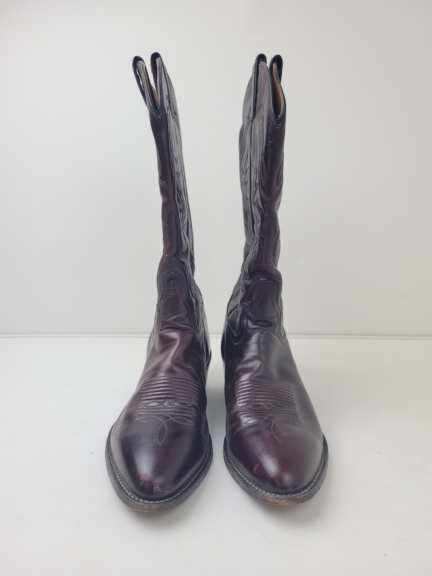 Vintage Tony Lama Brown Leather Cowboy Boots Men's Sz 7.5 EE/Women's Sz 9