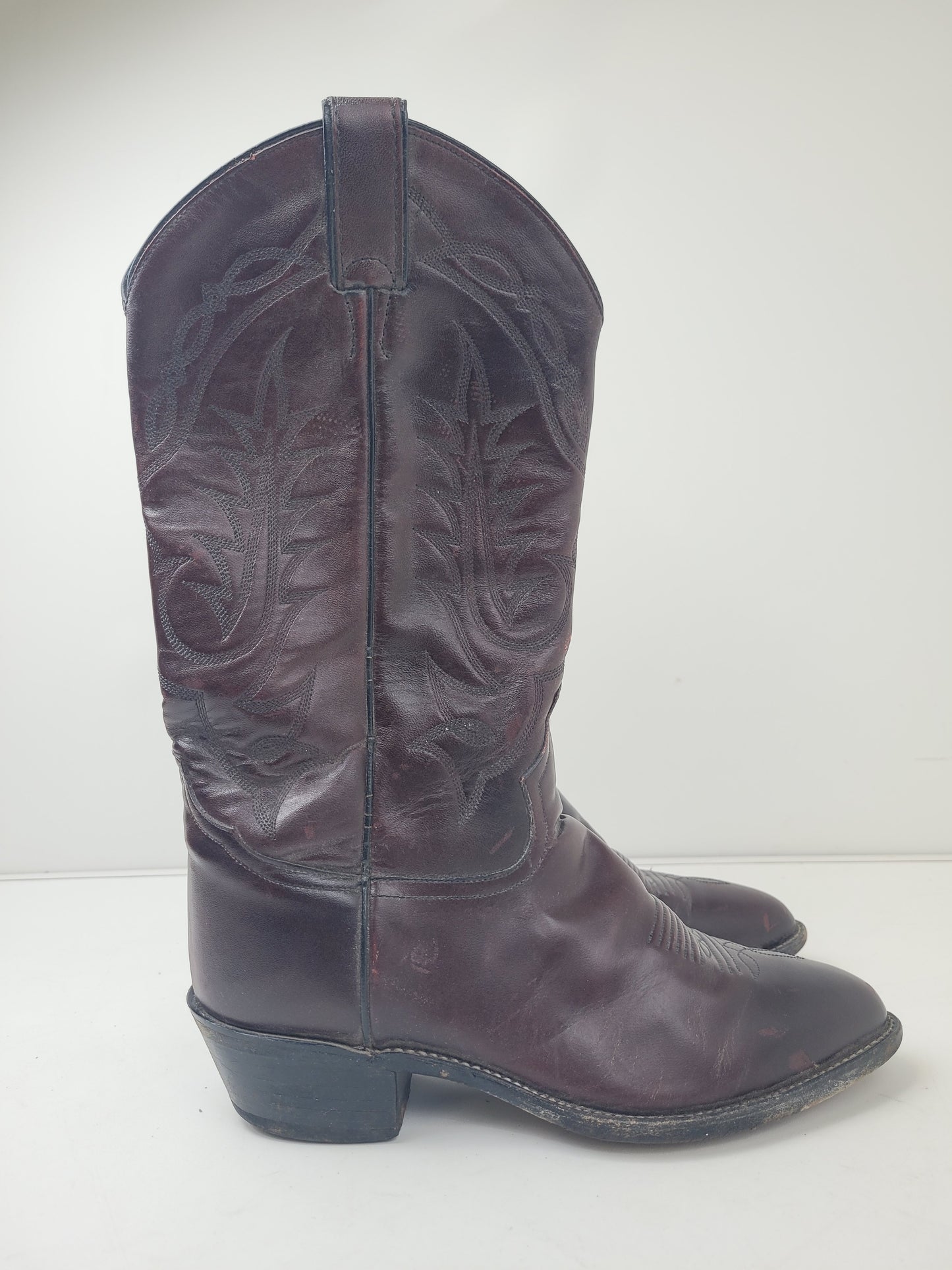 Vintage Tony Lama Brown Leather Cowboy Boots Men's Sz 7.5 EE/Women's Sz 9