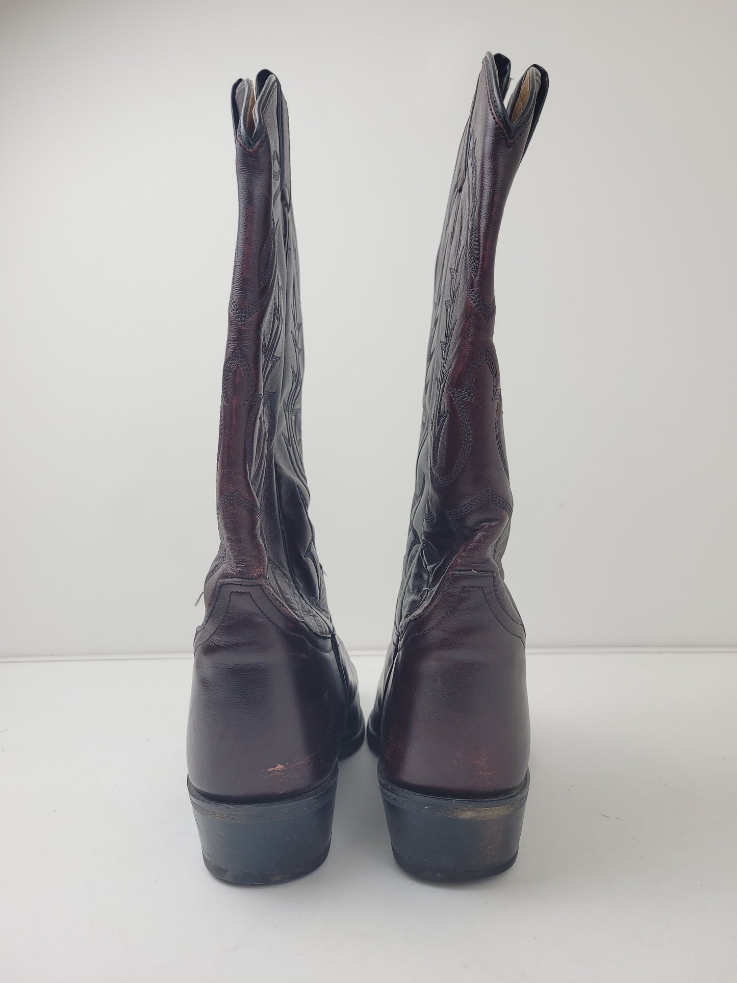 Vintage Tony Lama Brown Leather Cowboy Boots Men's Sz 7.5 EE/Women's Sz 9