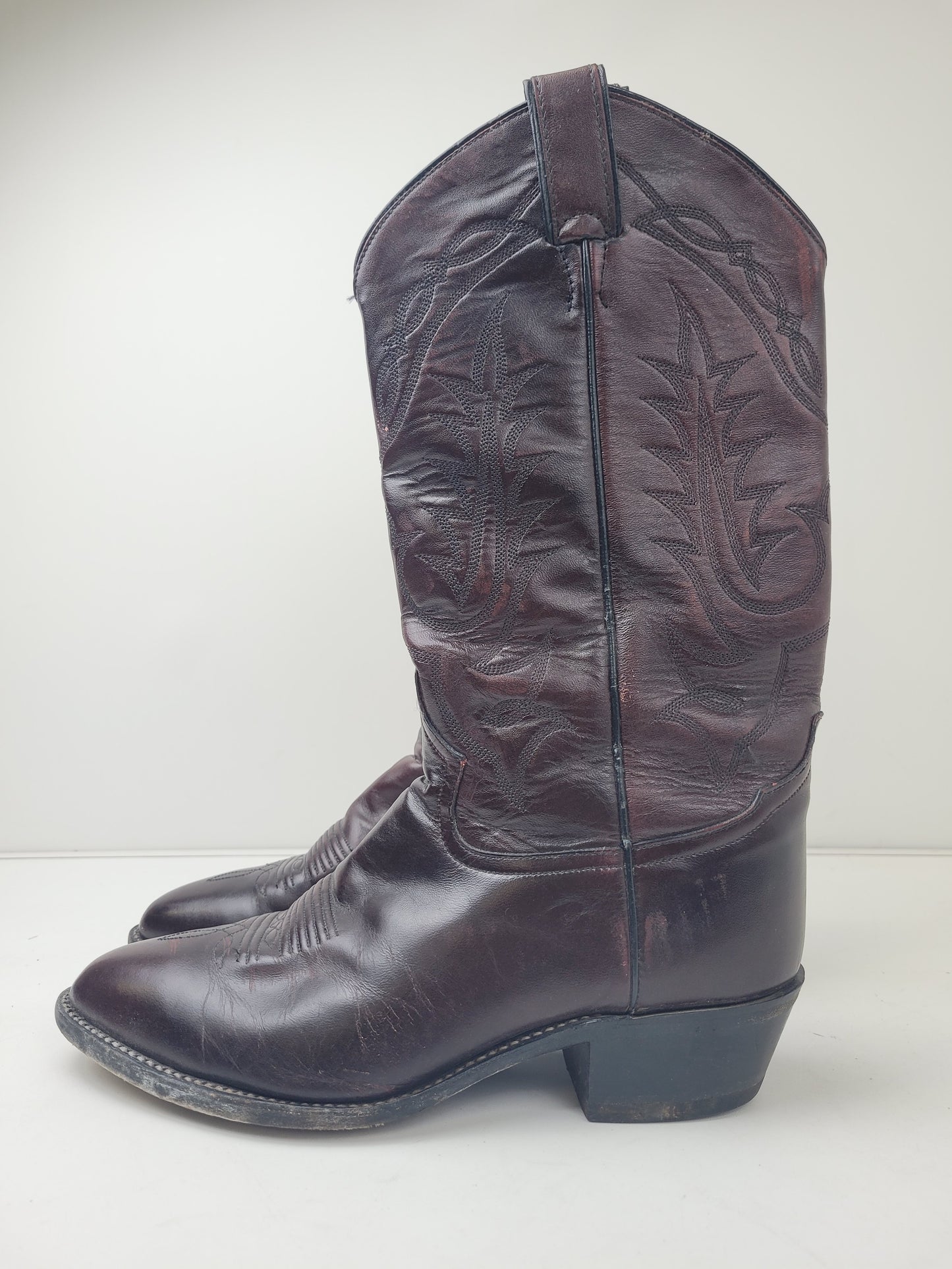 Vintage Tony Lama Brown Leather Cowboy Boots Men's Sz 7.5 EE/Women's Sz 9