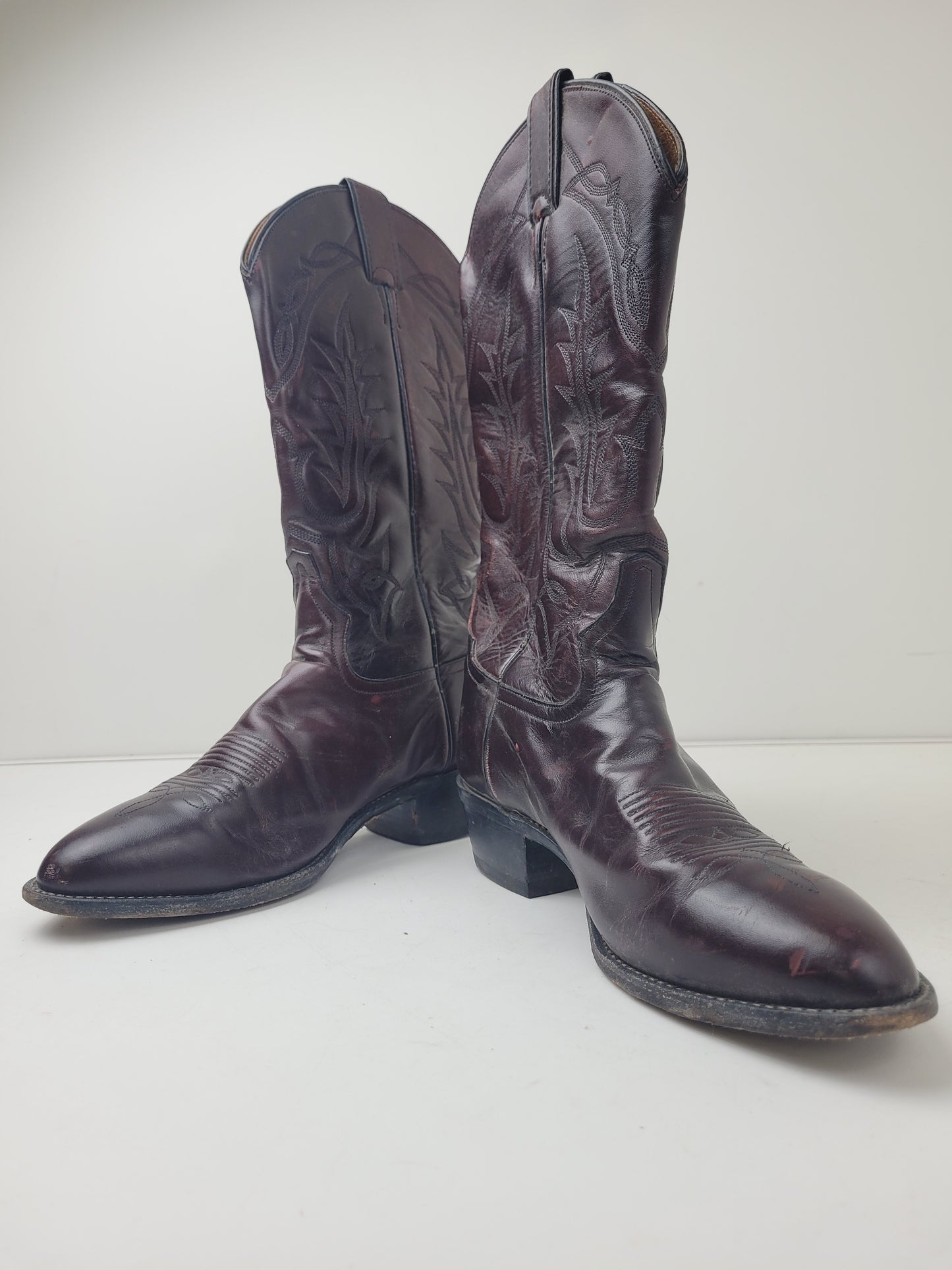 Vintage Tony Lama Brown Leather Cowboy Boots Men's Sz 7.5 EE/Women's Sz 9