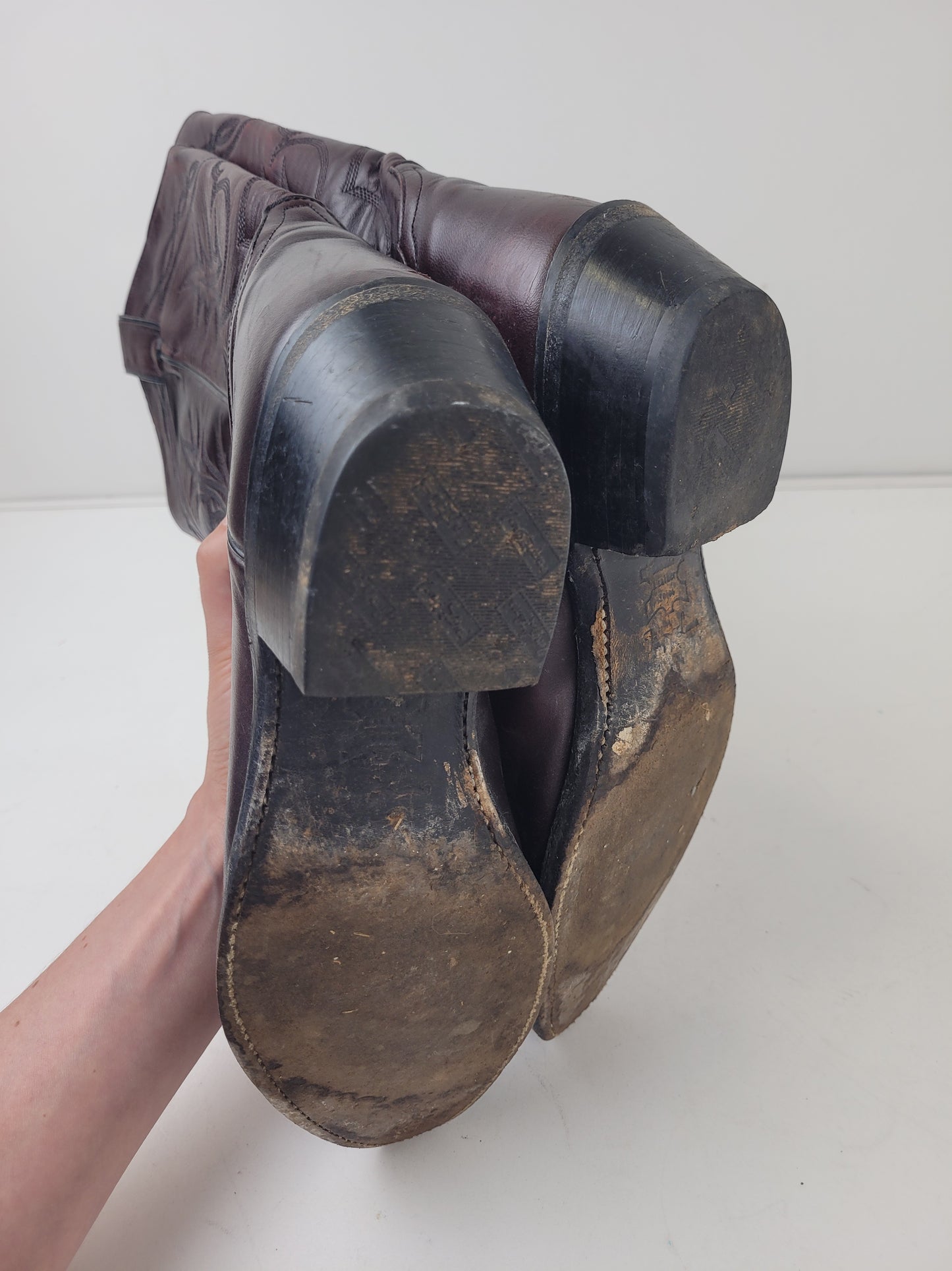 Vintage Tony Lama Brown Leather Cowboy Boots Men's Sz 7.5 EE/Women's Sz 9