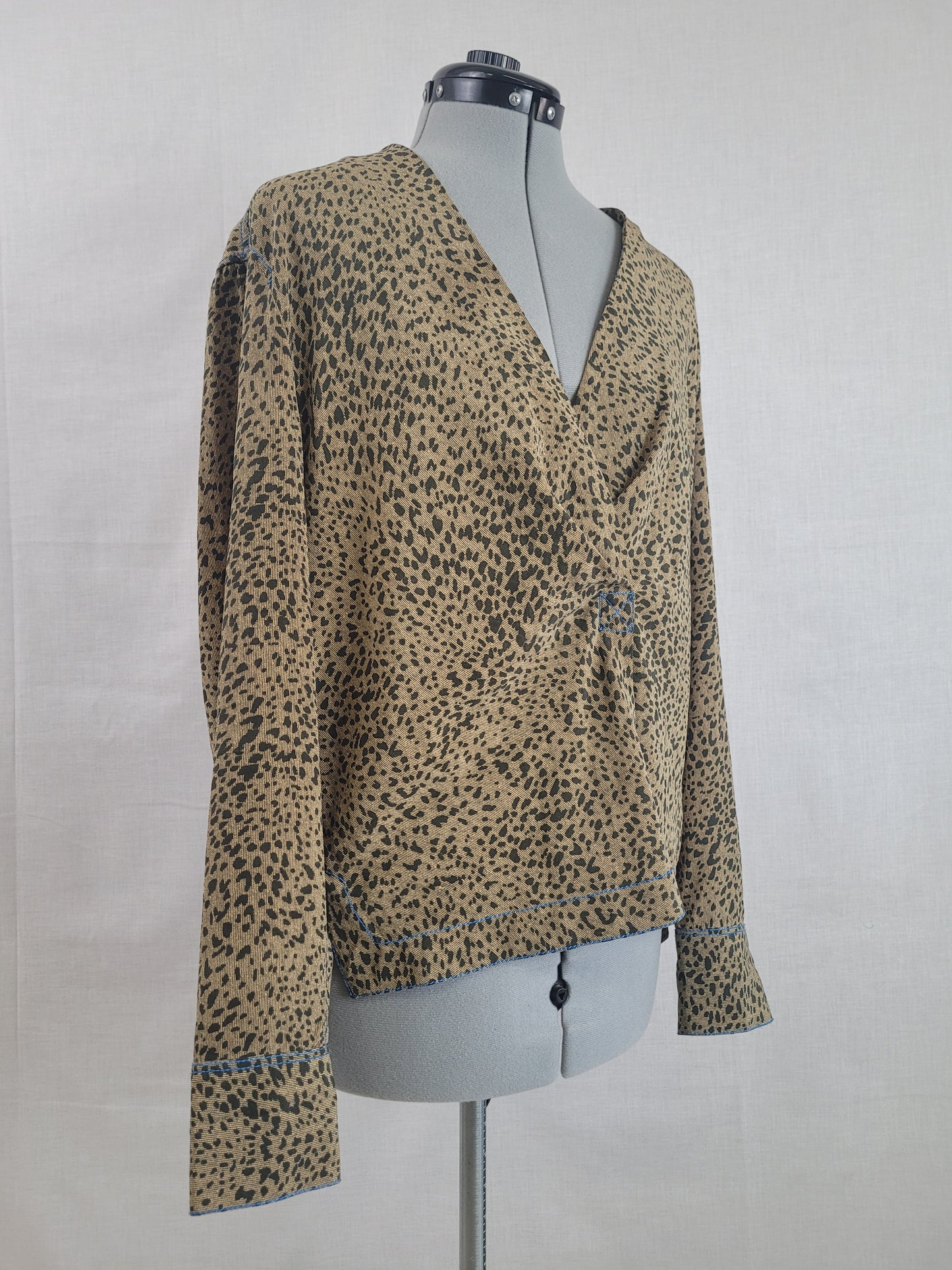 Rag & Bone Leopard Print Silk Blouse Sz L