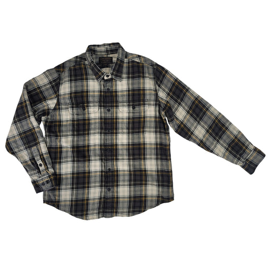 Filson Vintage Style Flannel Work Shirt | Green & Yellow Plaid | Men's Sz L